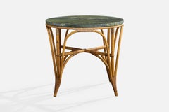 American Designer, Center Table, Bamboo, Rattan, Marble, USA, 1960s