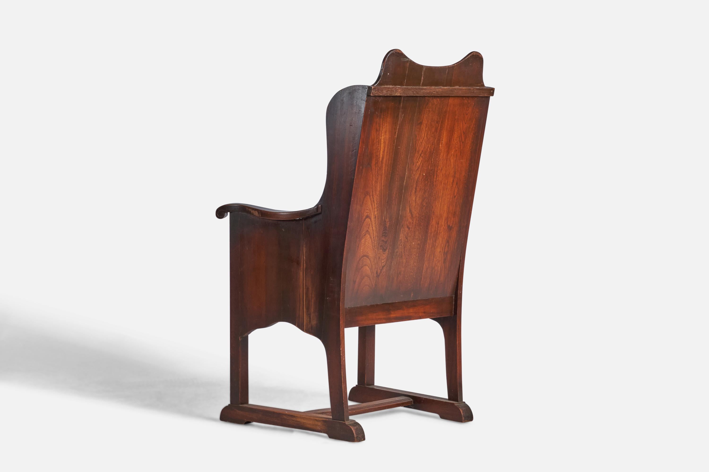 Designer américain, chaise, chêne, tissu, États-Unis, années 1930 Bon état - En vente à High Point, NC
