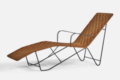 American Designer, Chaise Longue, Iron, Seagrass, USA, 1950s