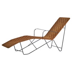 Diseñador americano, Chaise Longue, Hierro, Seagrass, EE.UU., Años 50