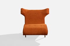 American Designer, Chaise Longue, Wood, Fabric, United States, 1950s