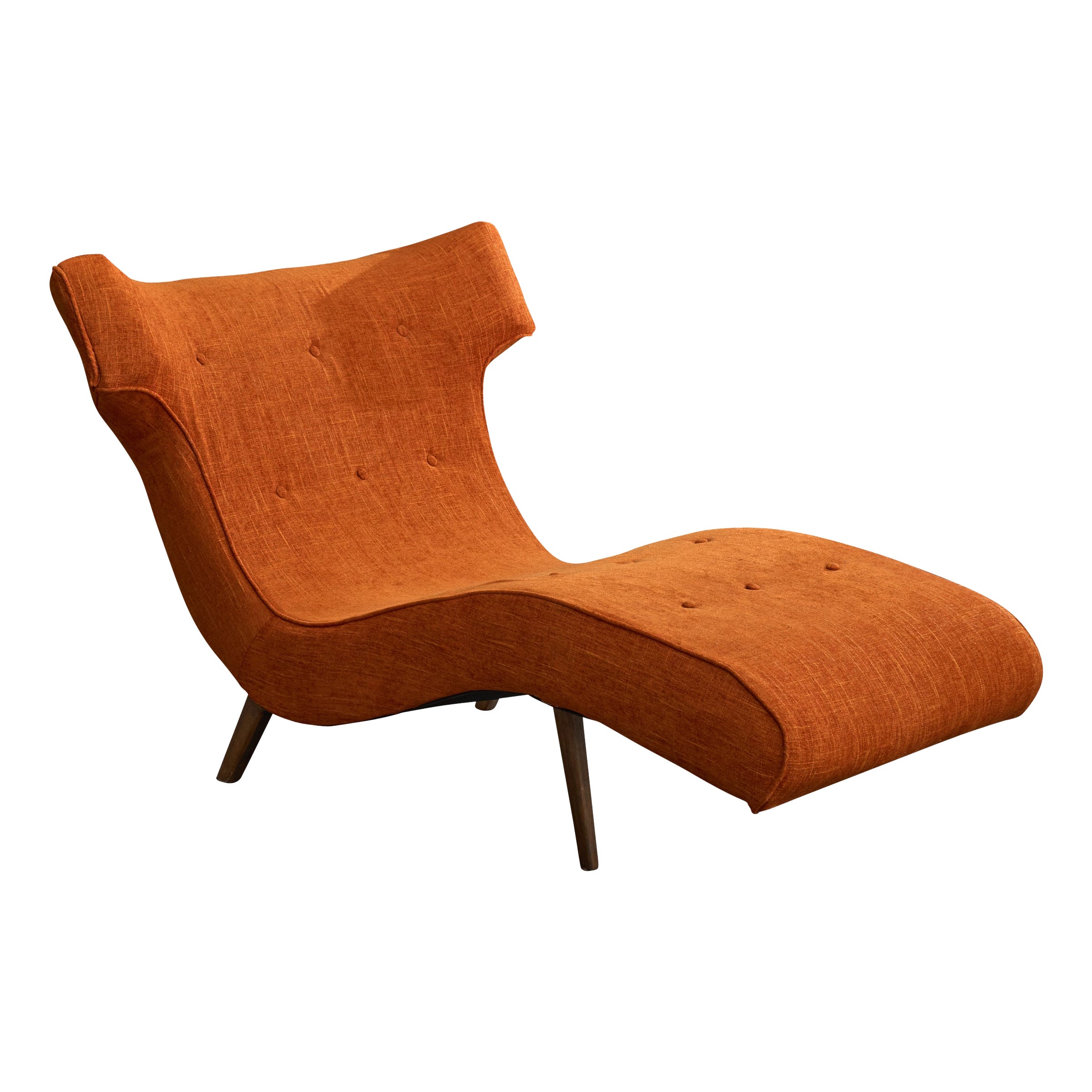 American Designer, Chaise Longue, Wood, Fabric, United States, 1950s
