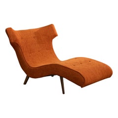 American Designer, Chaise Longue, Wood, Fabric, United States, 1950s