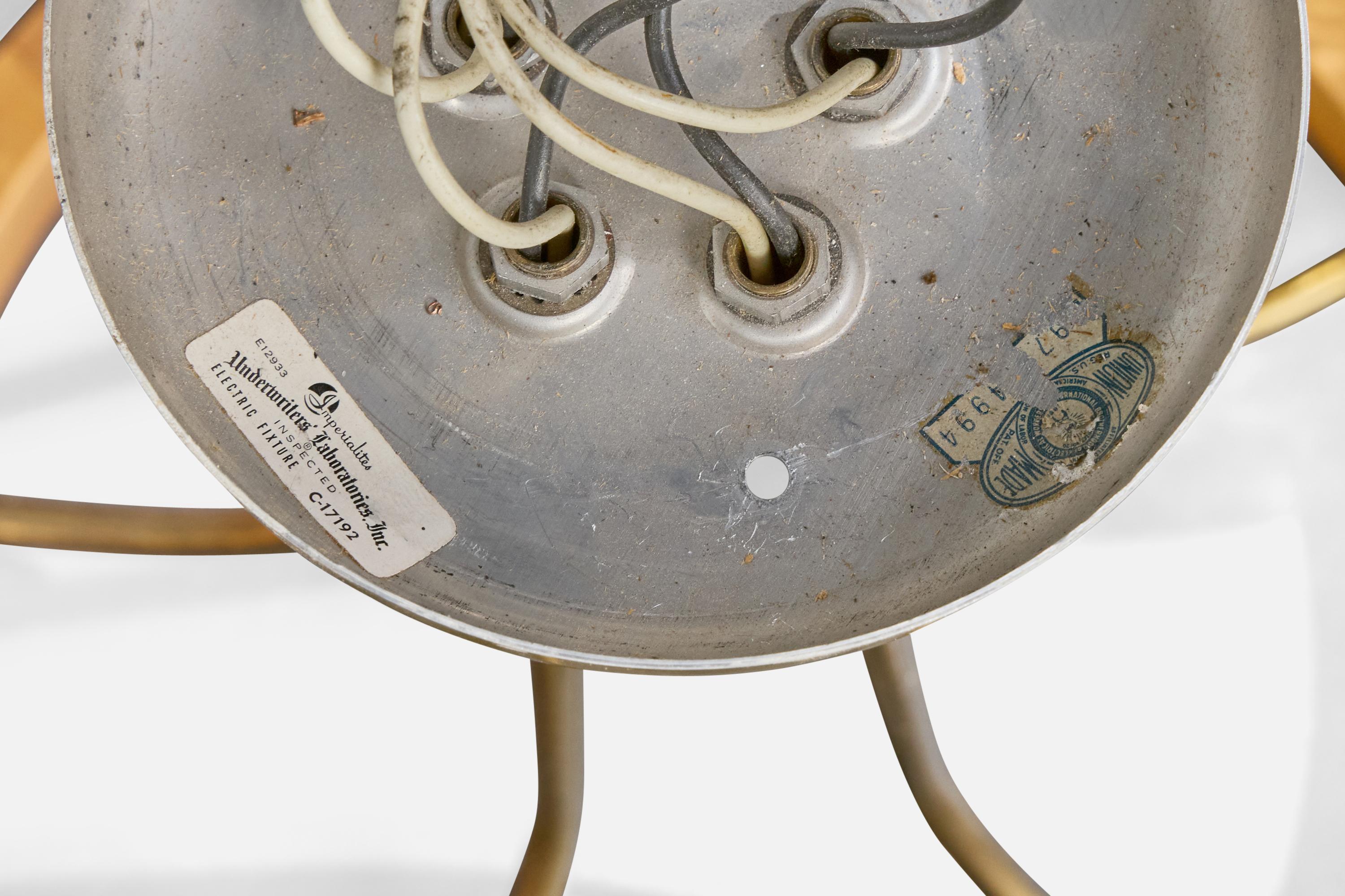 Diseñador americano, Araña, Latón, Madera, Cristal, EE.UU., Años 50 en venta 5