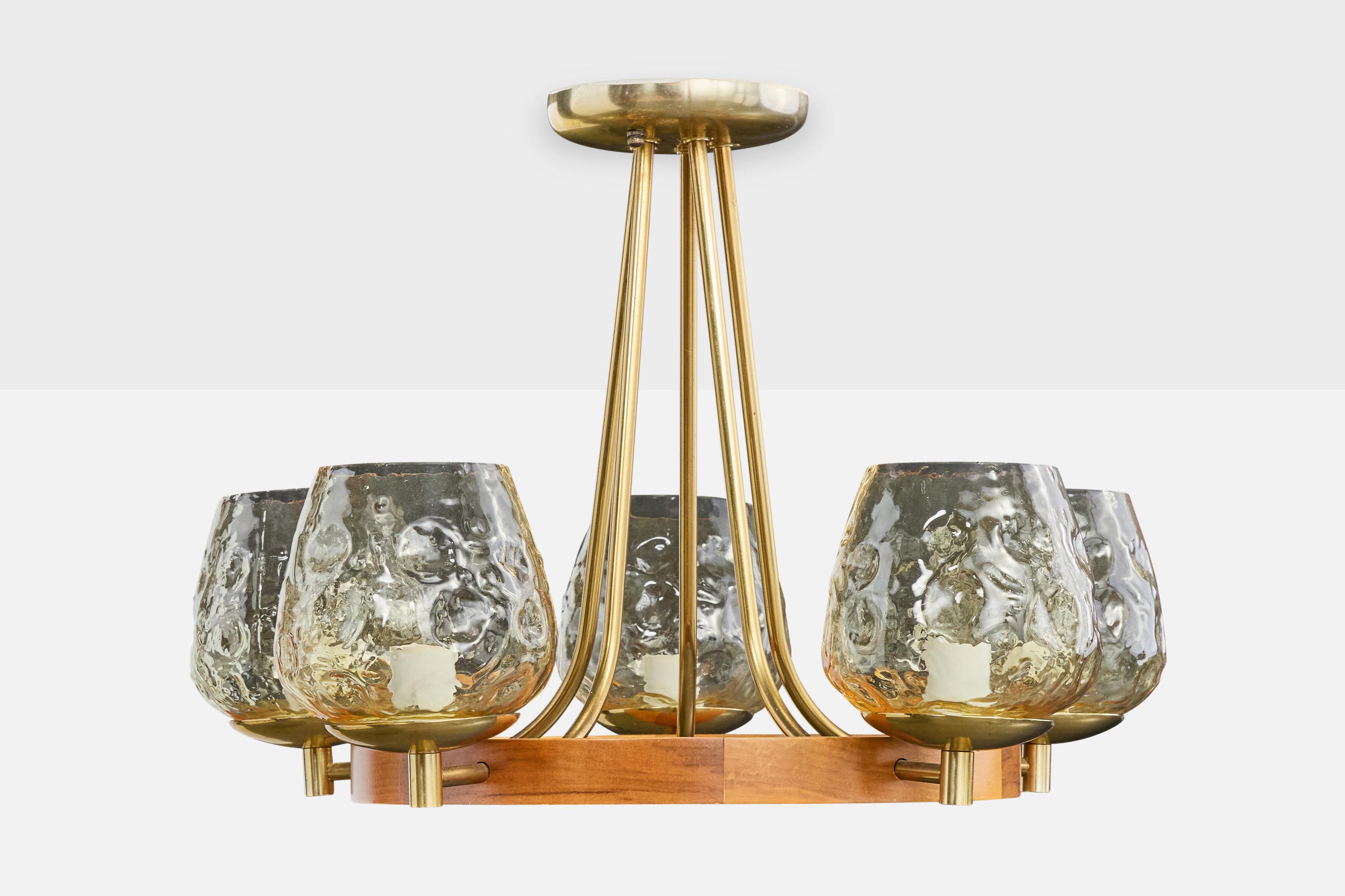 Diseñador americano, Araña, Latón, Madera, Cristal, EE.UU., Años 50 Moderno de mediados de siglo en venta