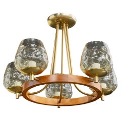 Diseñador americano, Araña, Latón, Madera, Cristal, EE.UU., Años 50