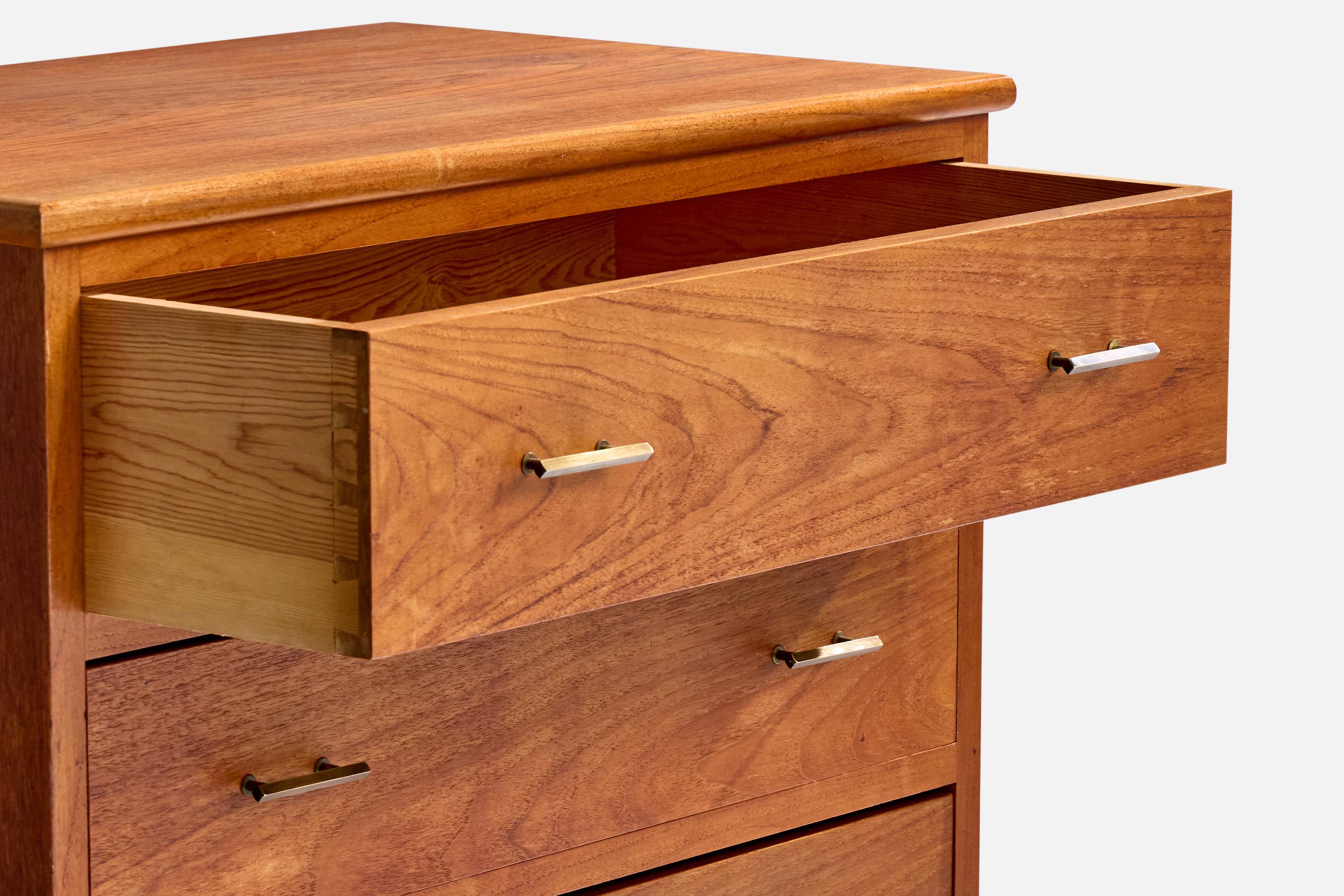 Metà XX secolo Cassettiera di design americano, Oak, Ottone, USA, anni '1950 in vendita