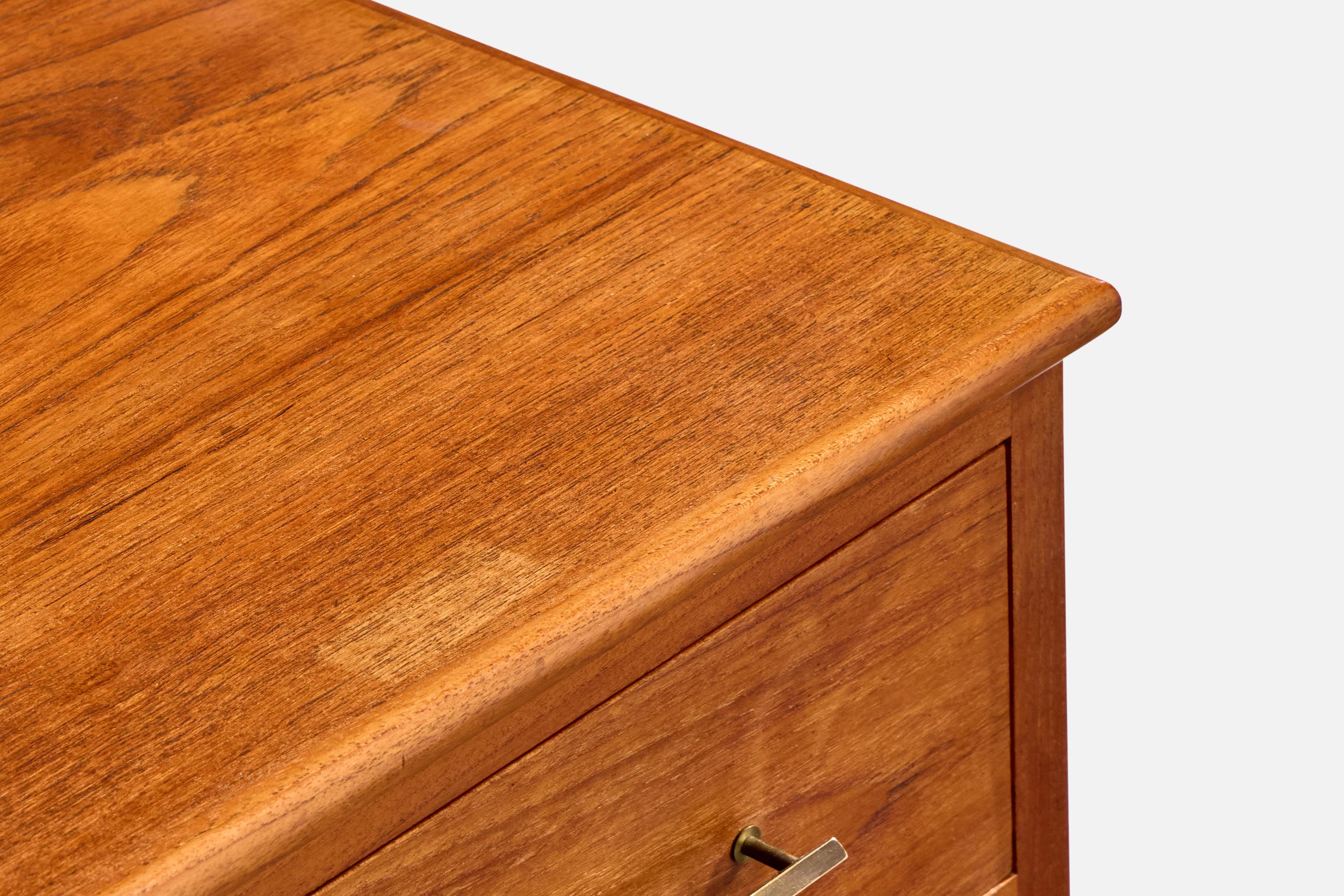 Cassettiera di design americano, Oak, Ottone, USA, anni '1950 in vendita 1