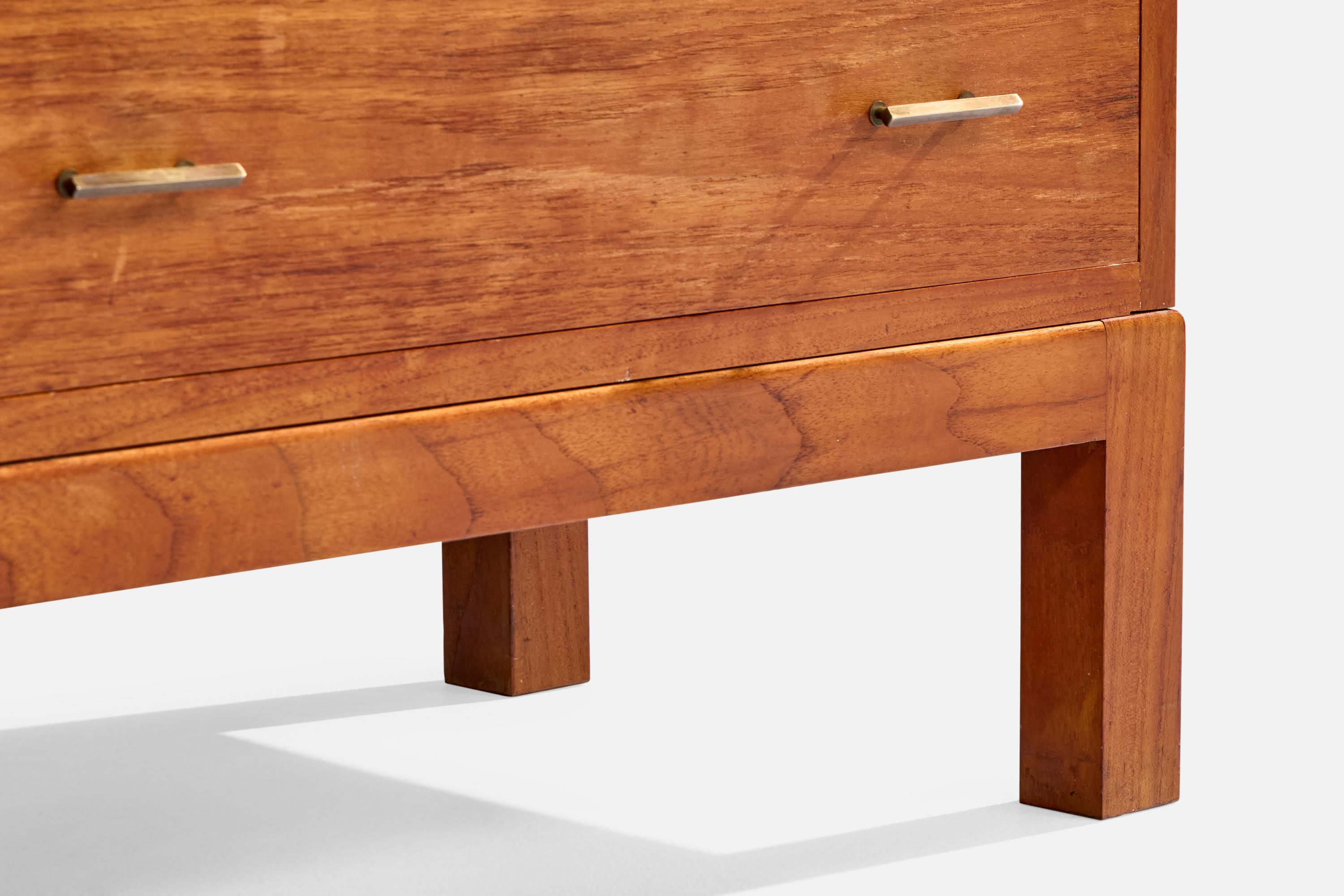 Cassettiera di design americano, Oak, Ottone, USA, anni '1950 in vendita 3