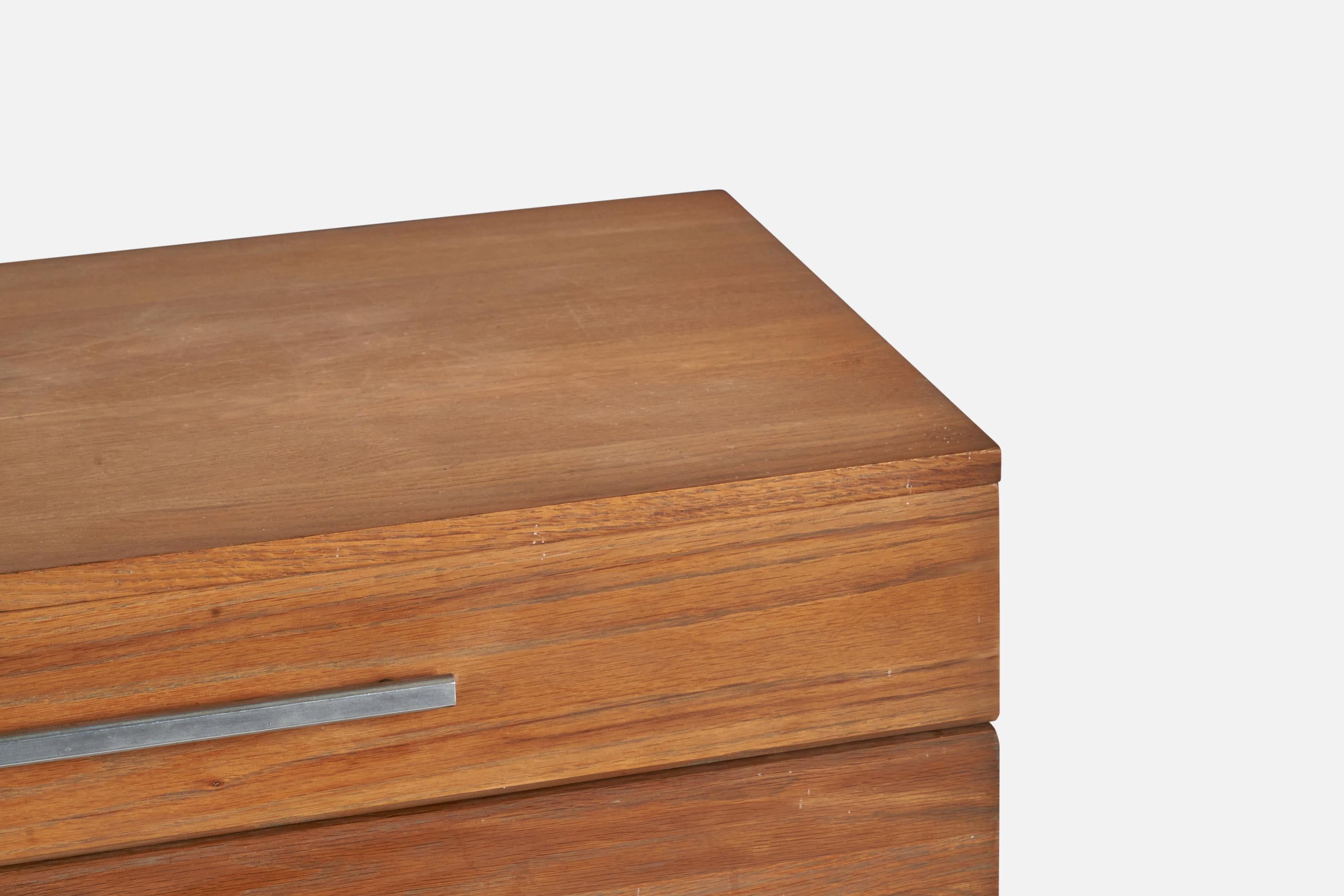 American Designer, Chest of Drawers, Oak, Metal, USA, 1950s For Sale 1