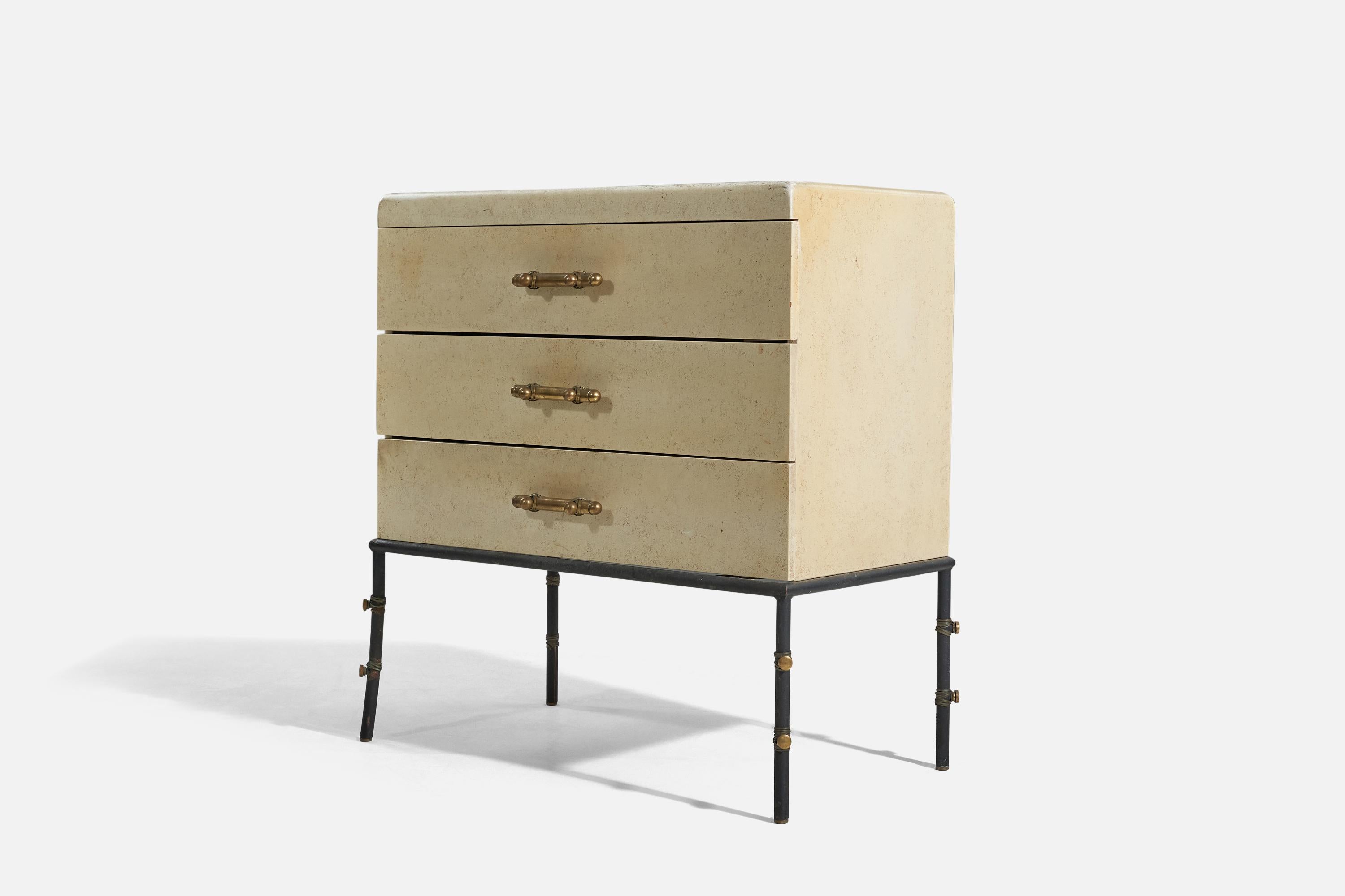 Mid-20th Century American Designer, Chest of Drawers, Wood, Metal, Brass, USA, 1950s