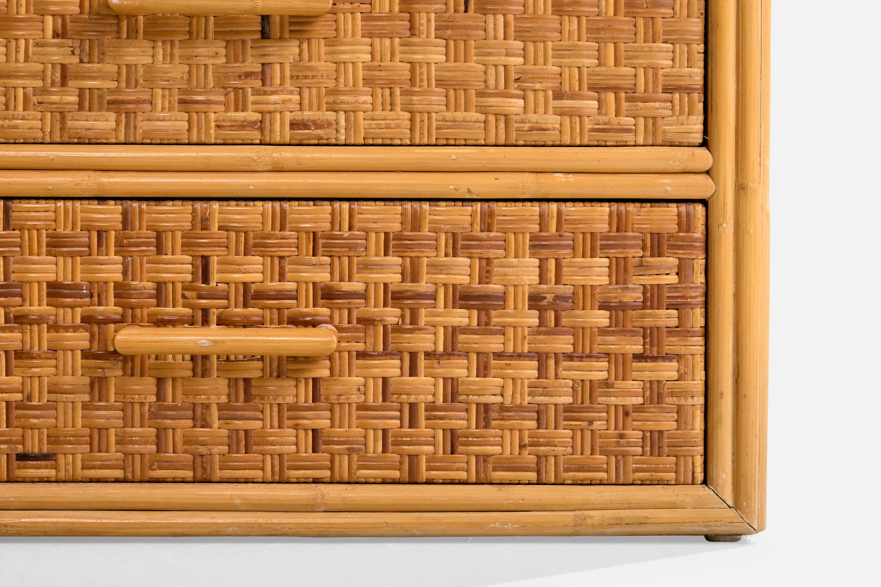 Designer americano, Cassettiere, Bambù, Rattan, USA, anni '70 in vendita 4