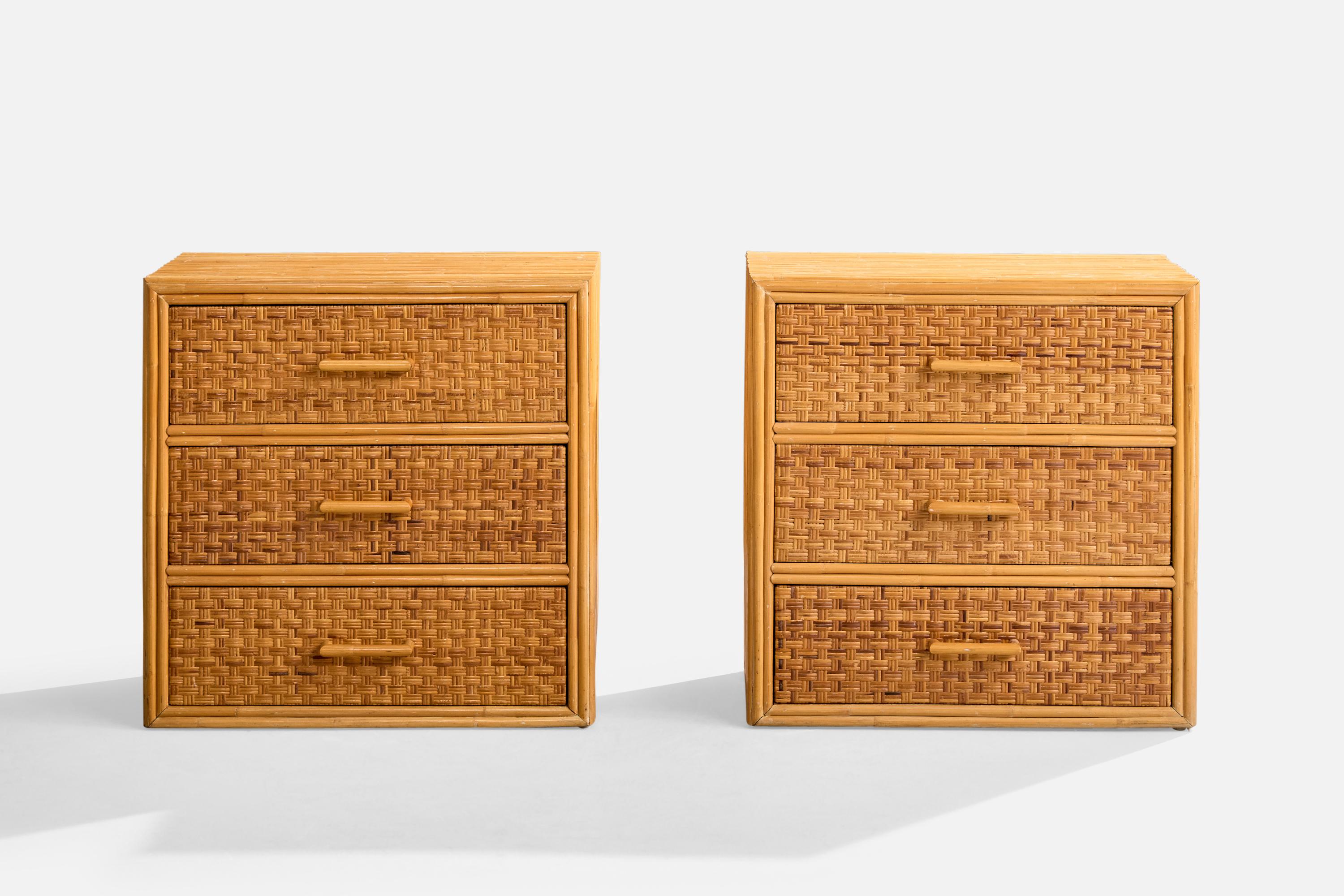 Americano Designer americano, Cassettiere, Bambù, Rattan, USA, anni '70 in vendita