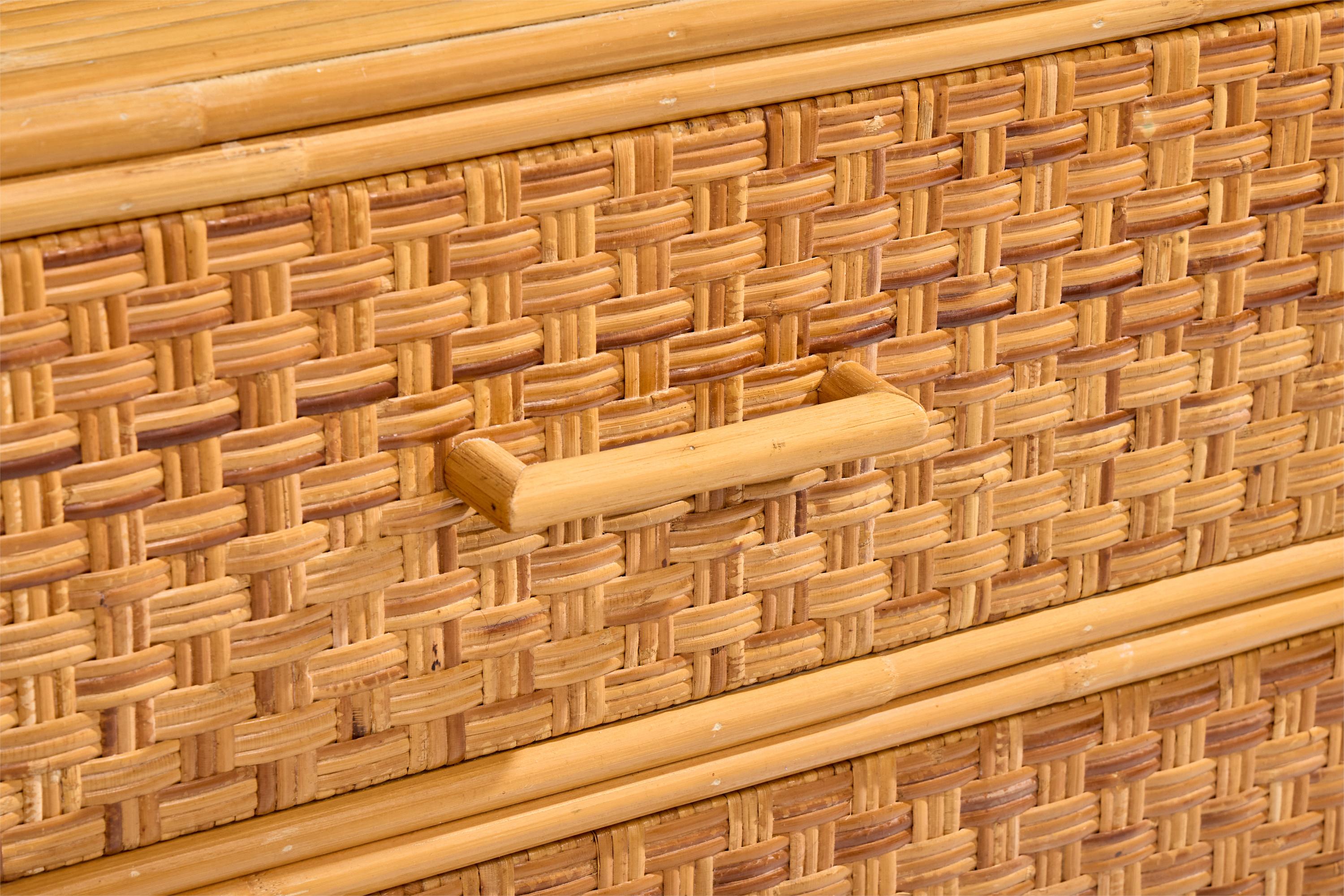 Designer americano, Cassettiere, Bambù, Rattan, USA, anni '70 in vendita 3