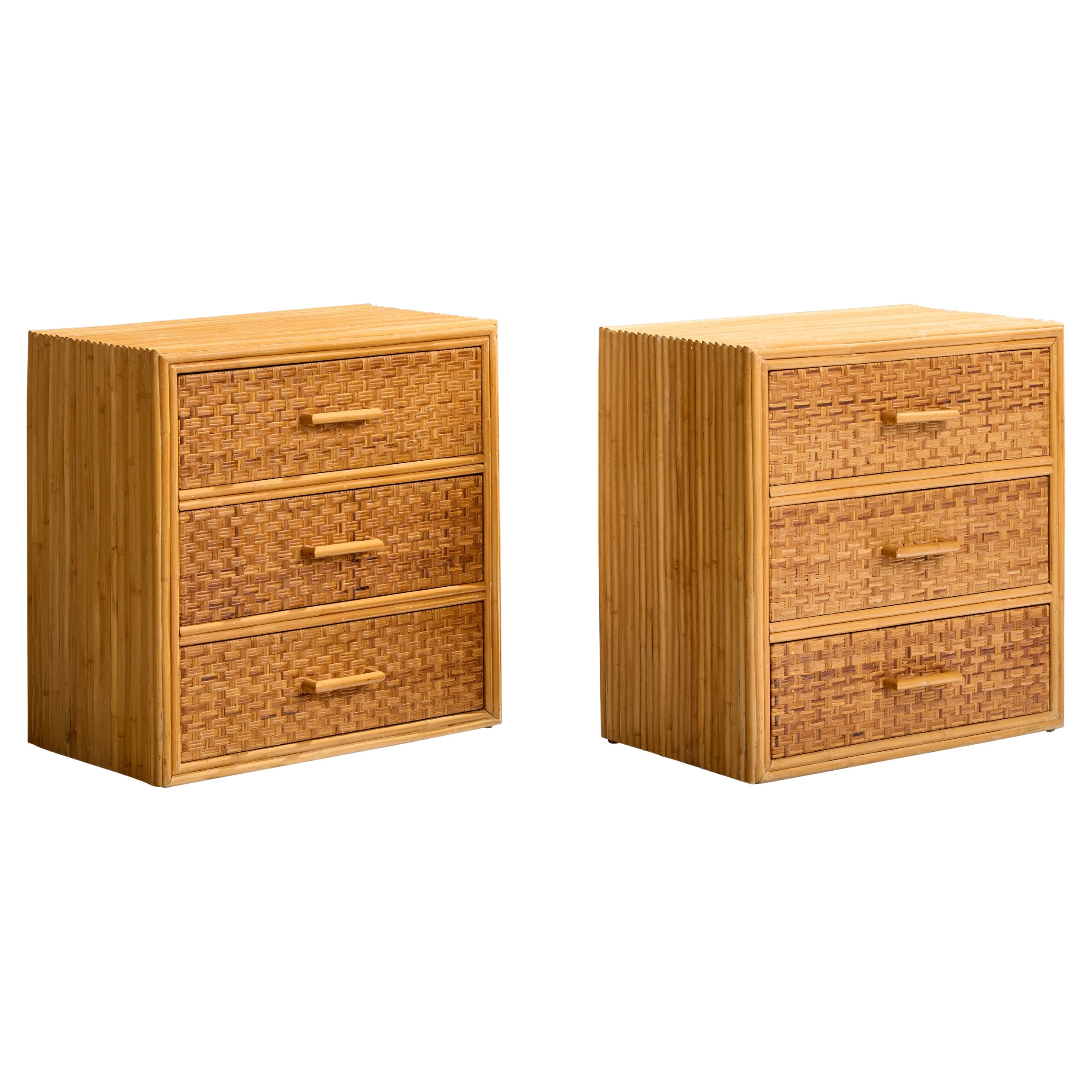 Designer americano, Cassettiere, Bambù, Rattan, USA, anni '70 in vendita