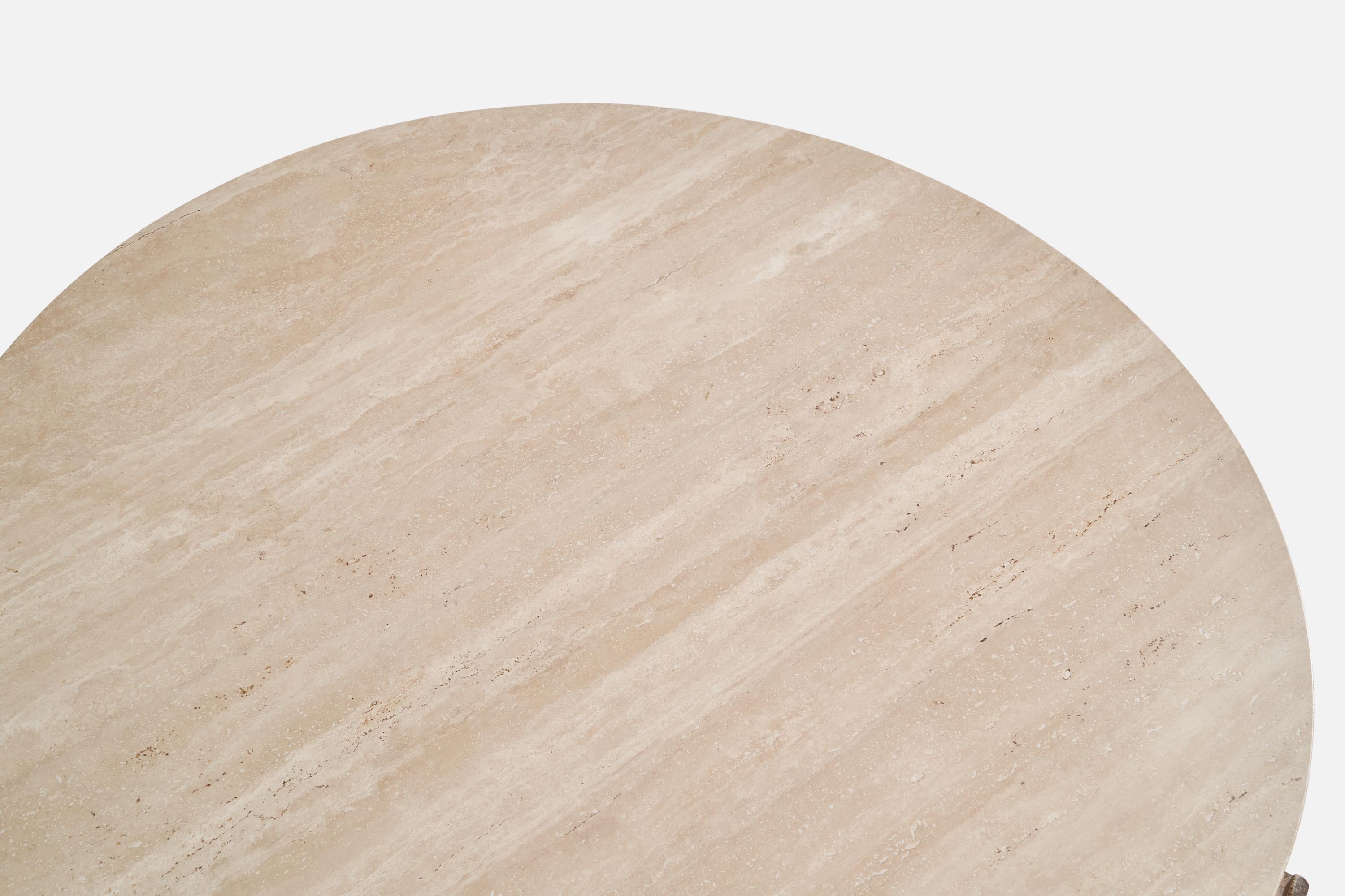 American Designer, Coffee Table, Ash, Travertine, USA, 1970s For Sale 5