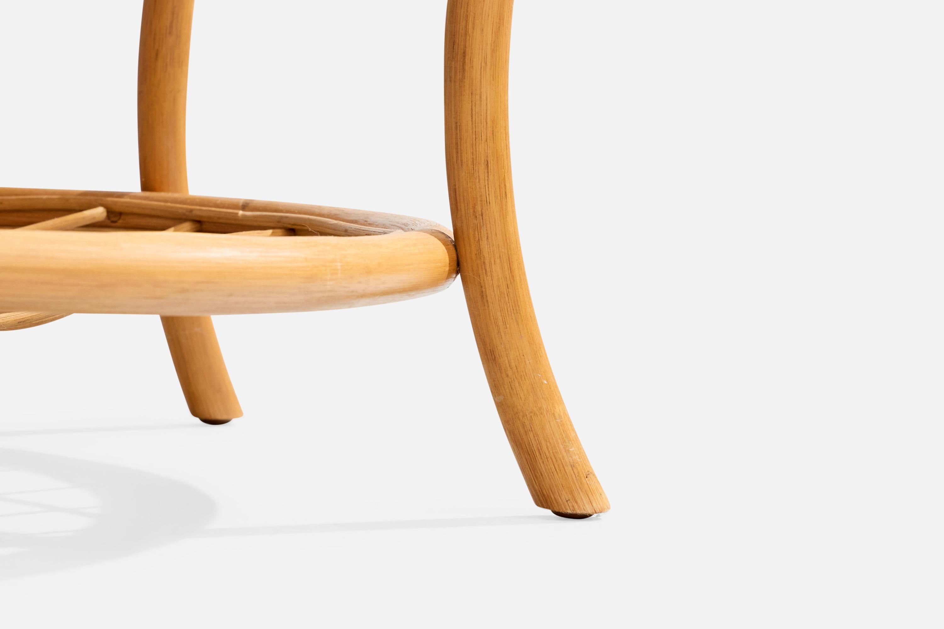 Tavolino da caffè di design americano, bambù, rattan, vetro, USA, anni '1980 in vendita 1
