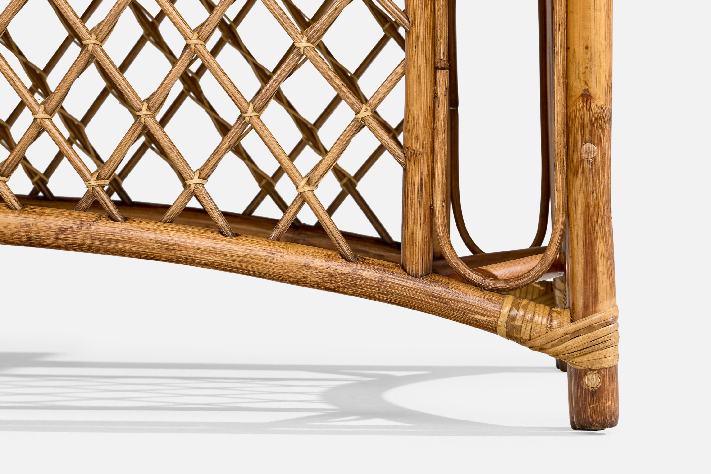 Designer américain, table basse, bambou, rotin, marbre, États-Unis, années 1950 en vente 1