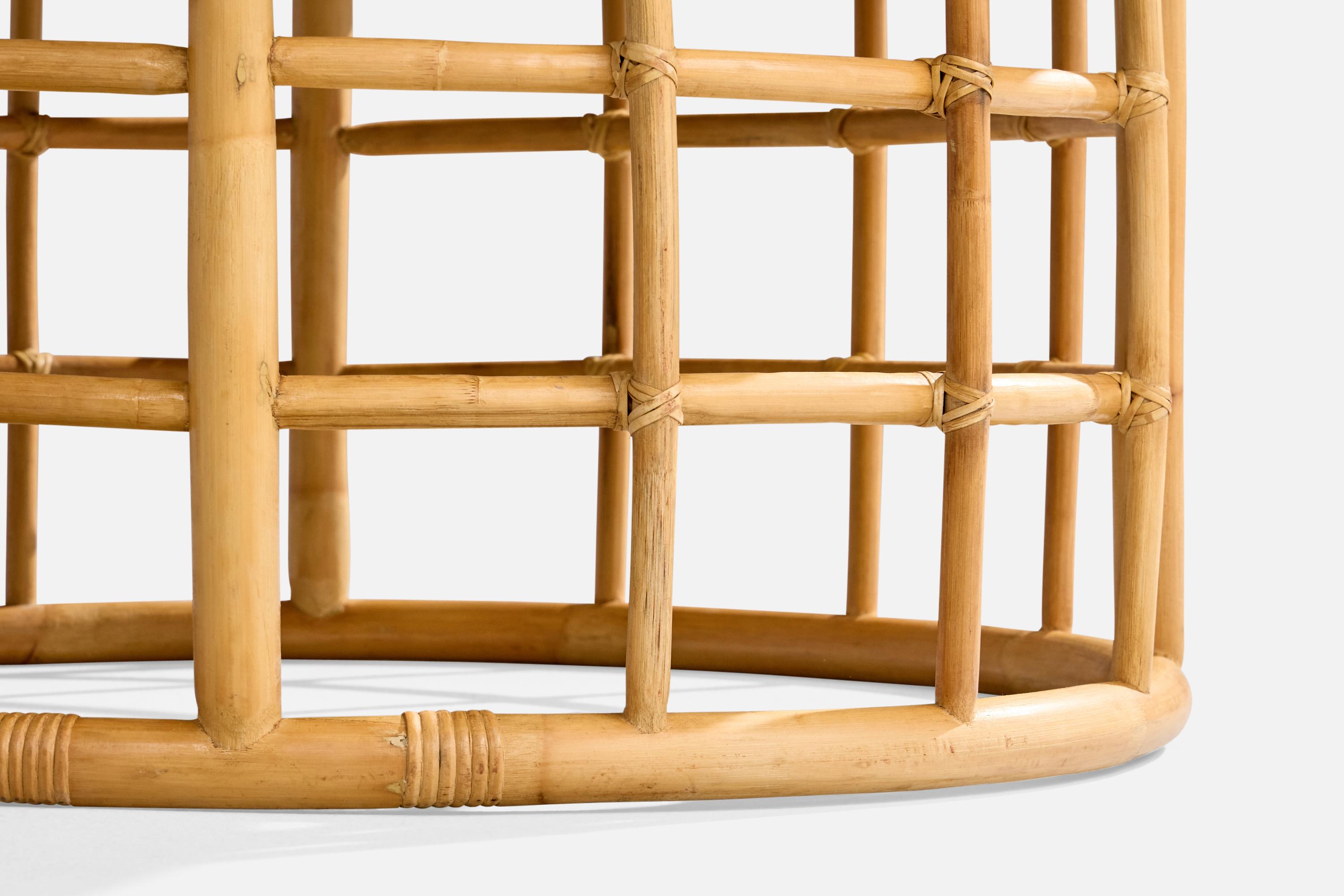 Designer américain, table basse, bambou, rotin, marbre, États-Unis, années 1950 en vente 1