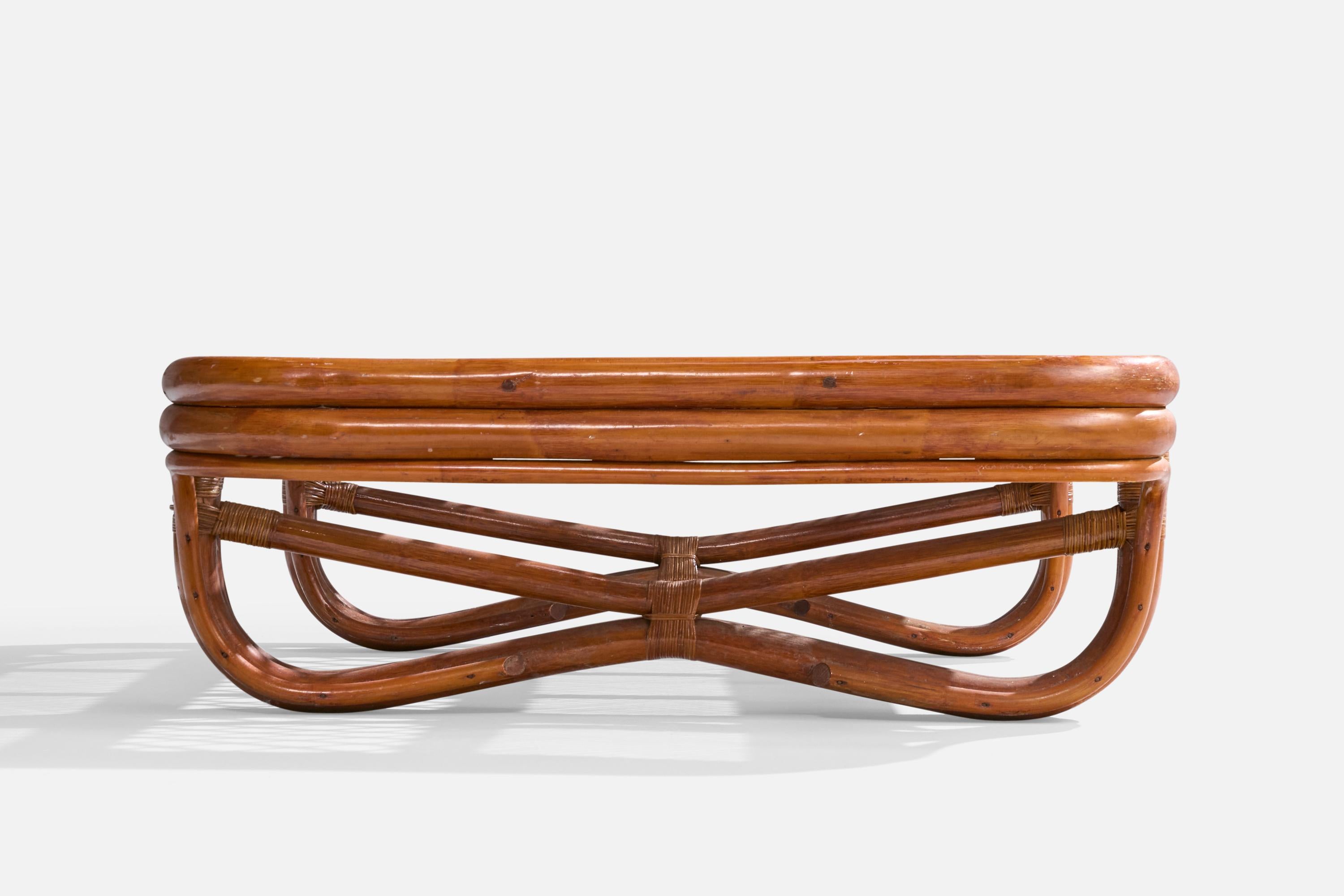 Amerikanischer Designer, Couchtisch, Bambus, Rattan, USA, 1950er Jahre 5