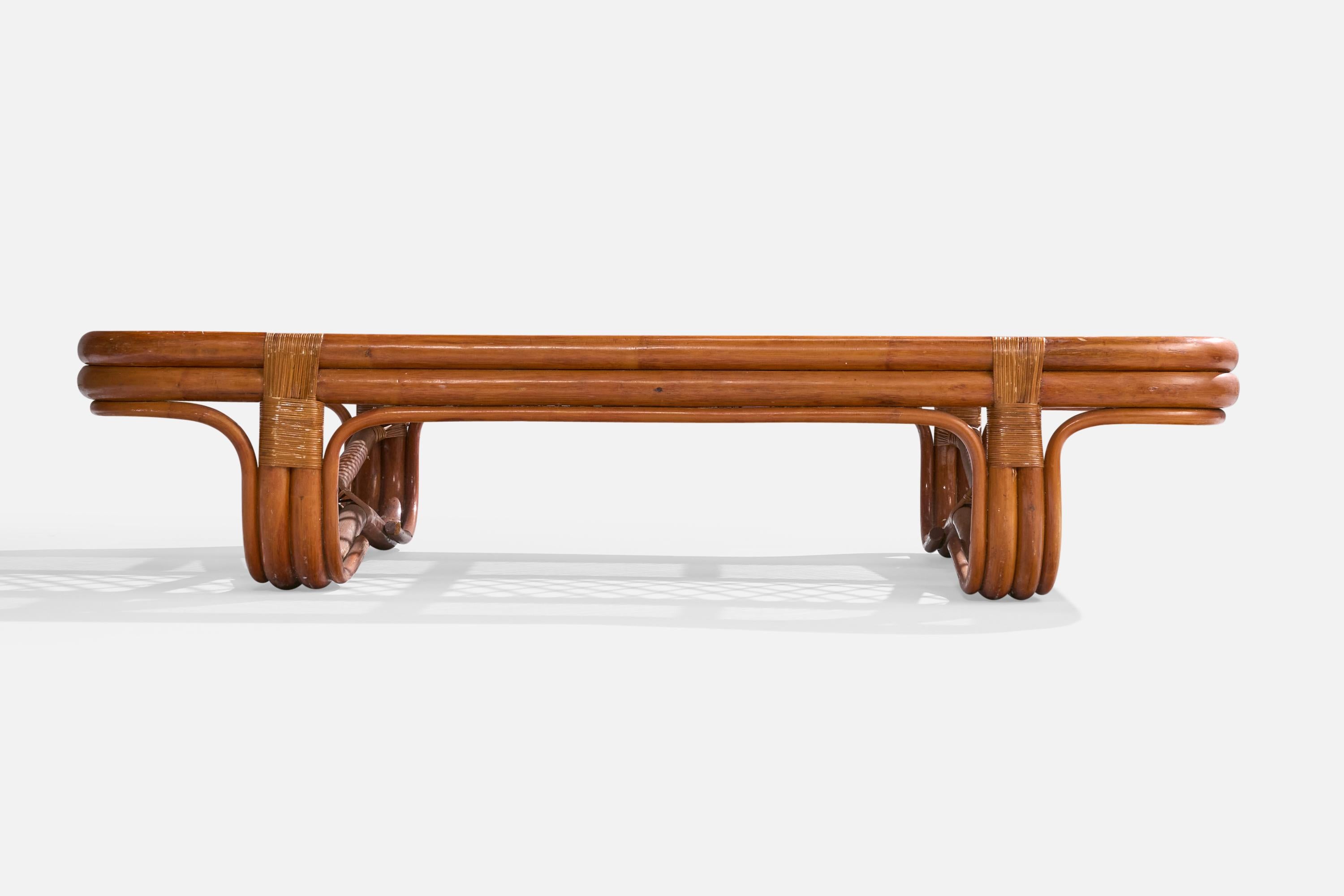 Amerikanischer Designer, Couchtisch, Bambus, Rattan, USA, 1950er Jahre 4