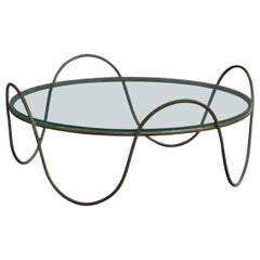 Amerikanischer Designer, Couchtisch, Eisen, Glas, USA, 1950er Jahre