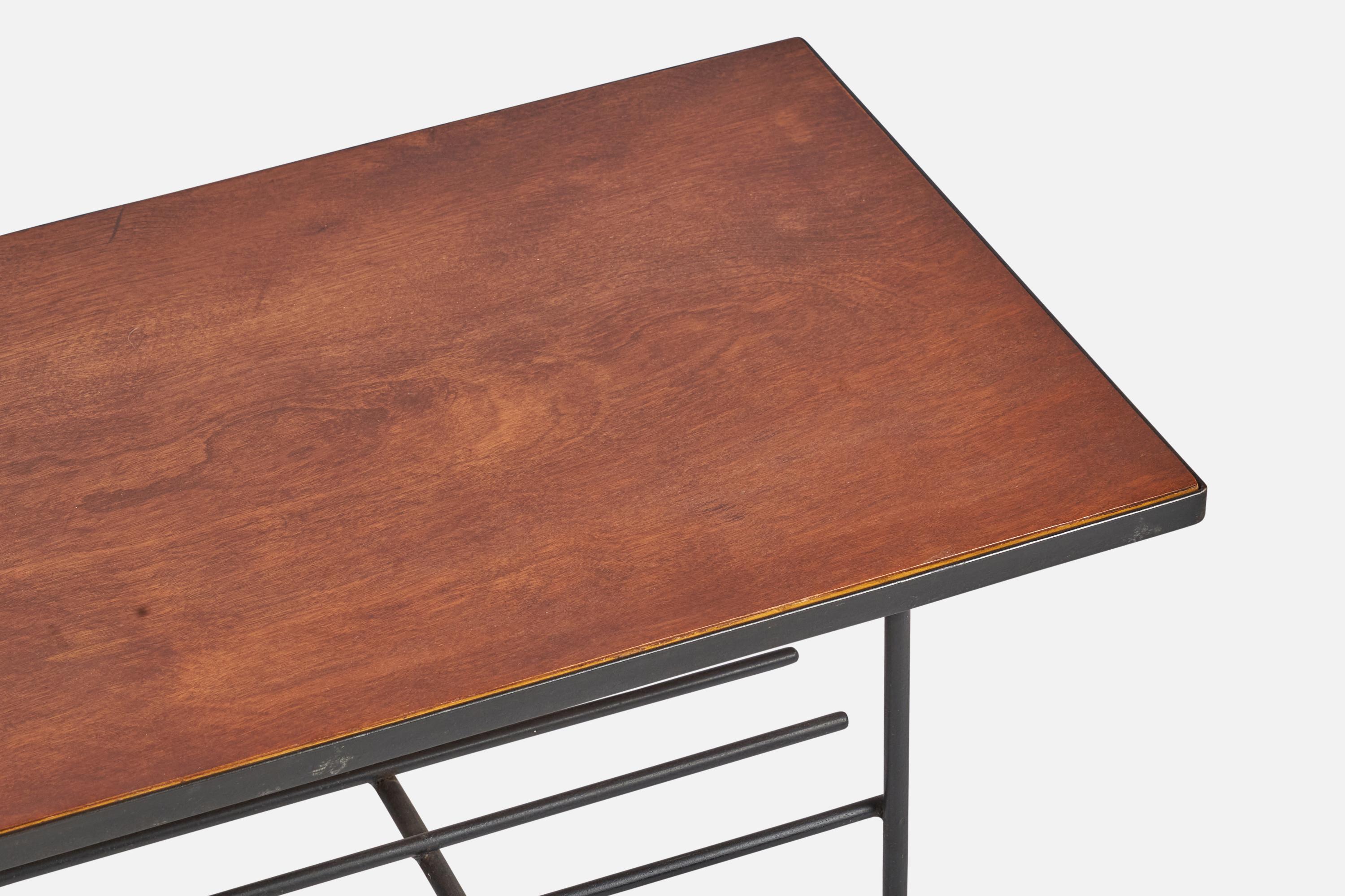American Designer, Coffee Table, Iron, Oak, USA, 1950s For Sale 1