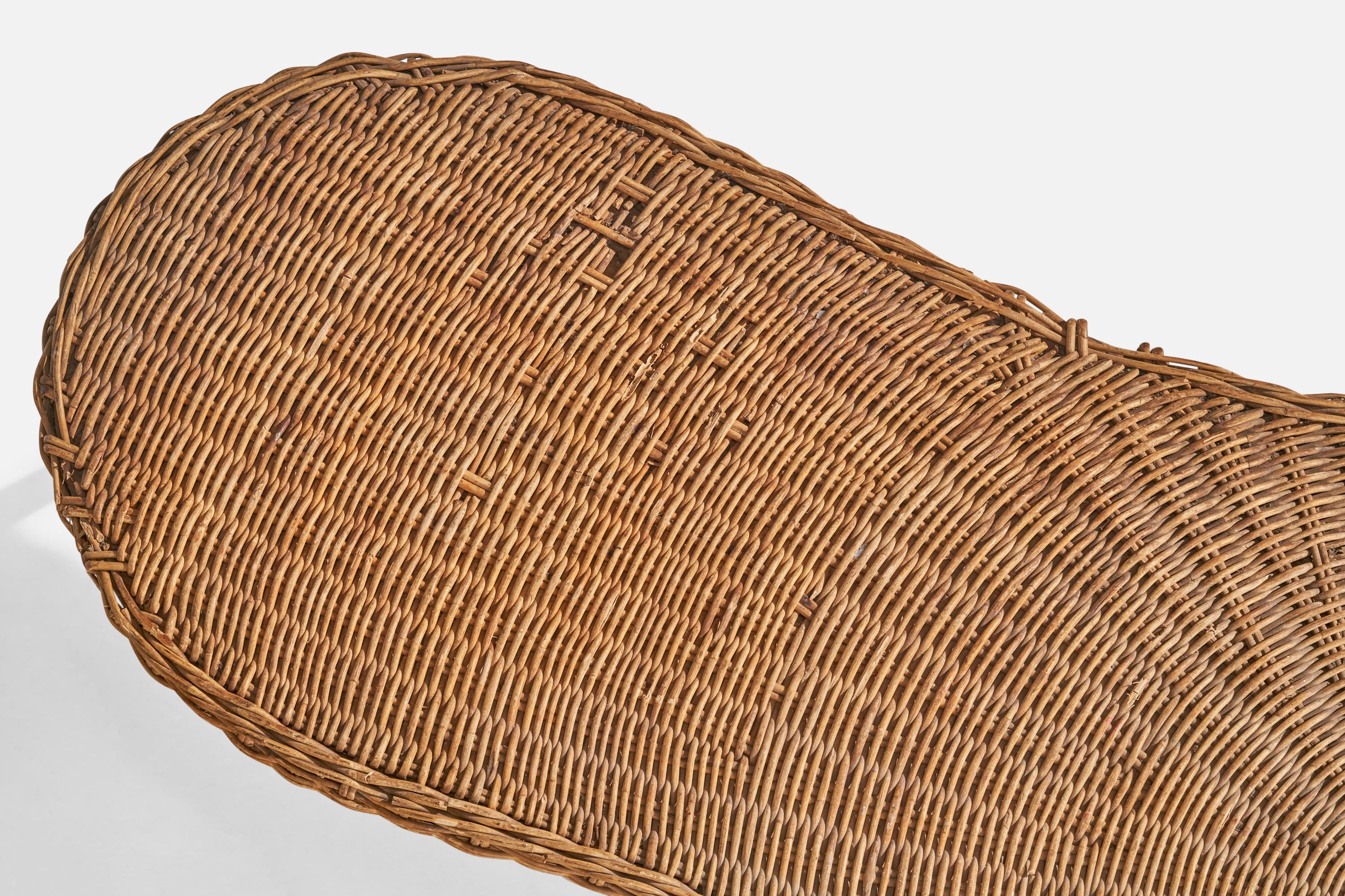 Amerikanischer Designer, Couchtisch, Eisen, Rattan, USA, 1950er Jahre im Angebot 4