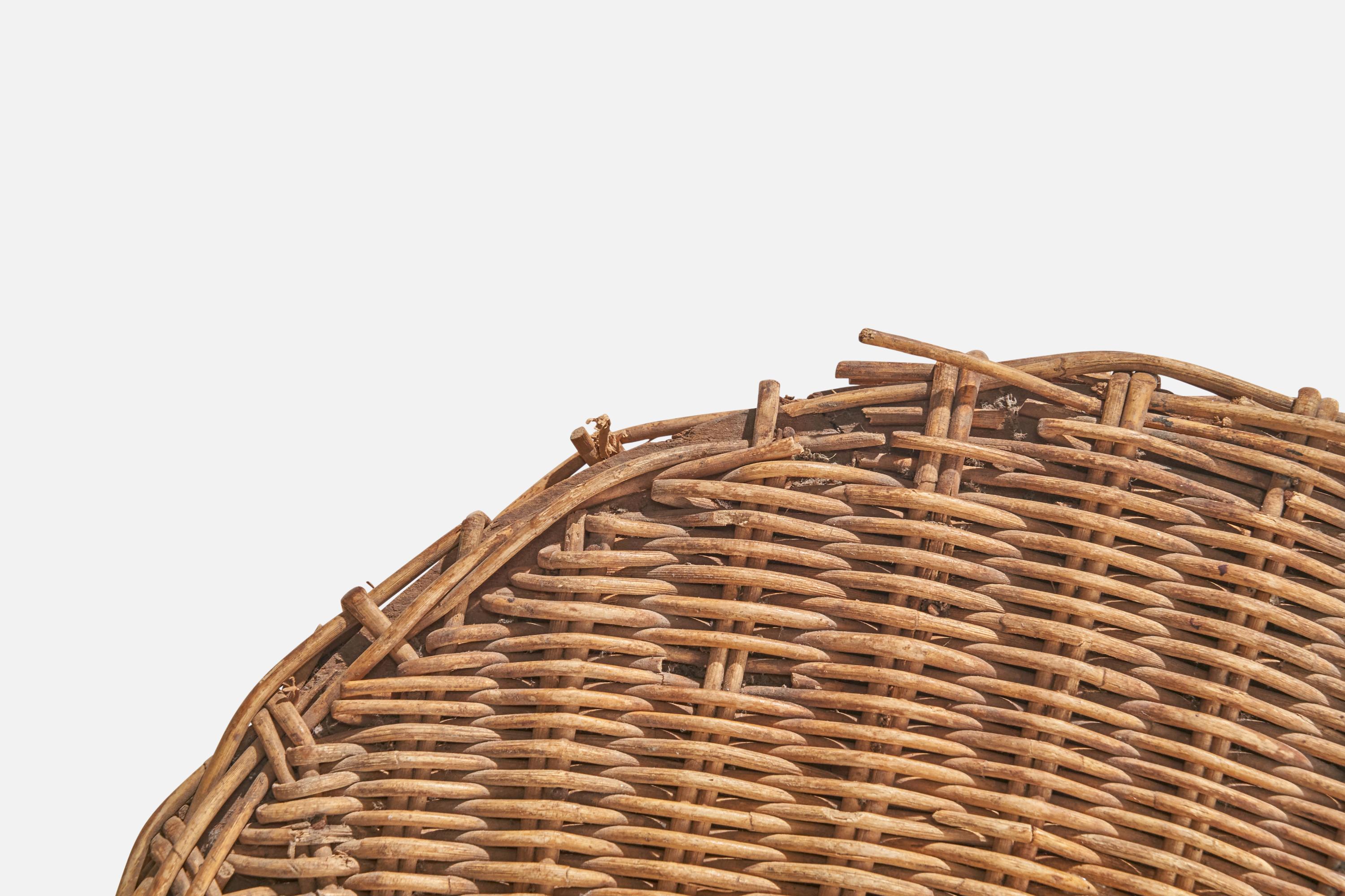 Amerikanischer Designer, Couchtisch, Eisen, Rattan, USA, 1950er Jahre (Moderne der Mitte des Jahrhunderts) im Angebot