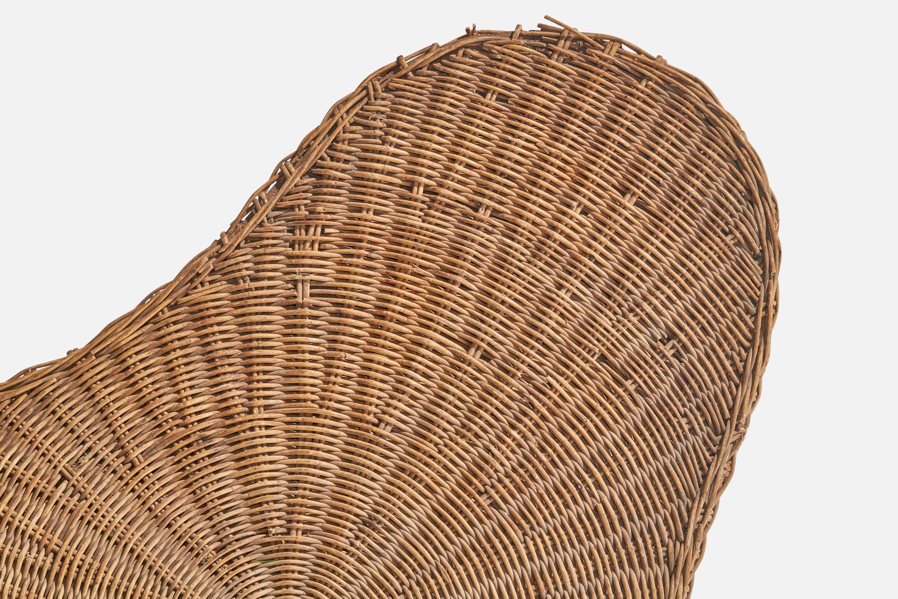 Amerikanischer Designer, Couchtisch, Eisen, Rattan, USA, 1950er Jahre im Angebot 2