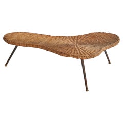 Diseñador americano, Mesa de centro, Hierro, Ratán, EE.UU., Década de 1950