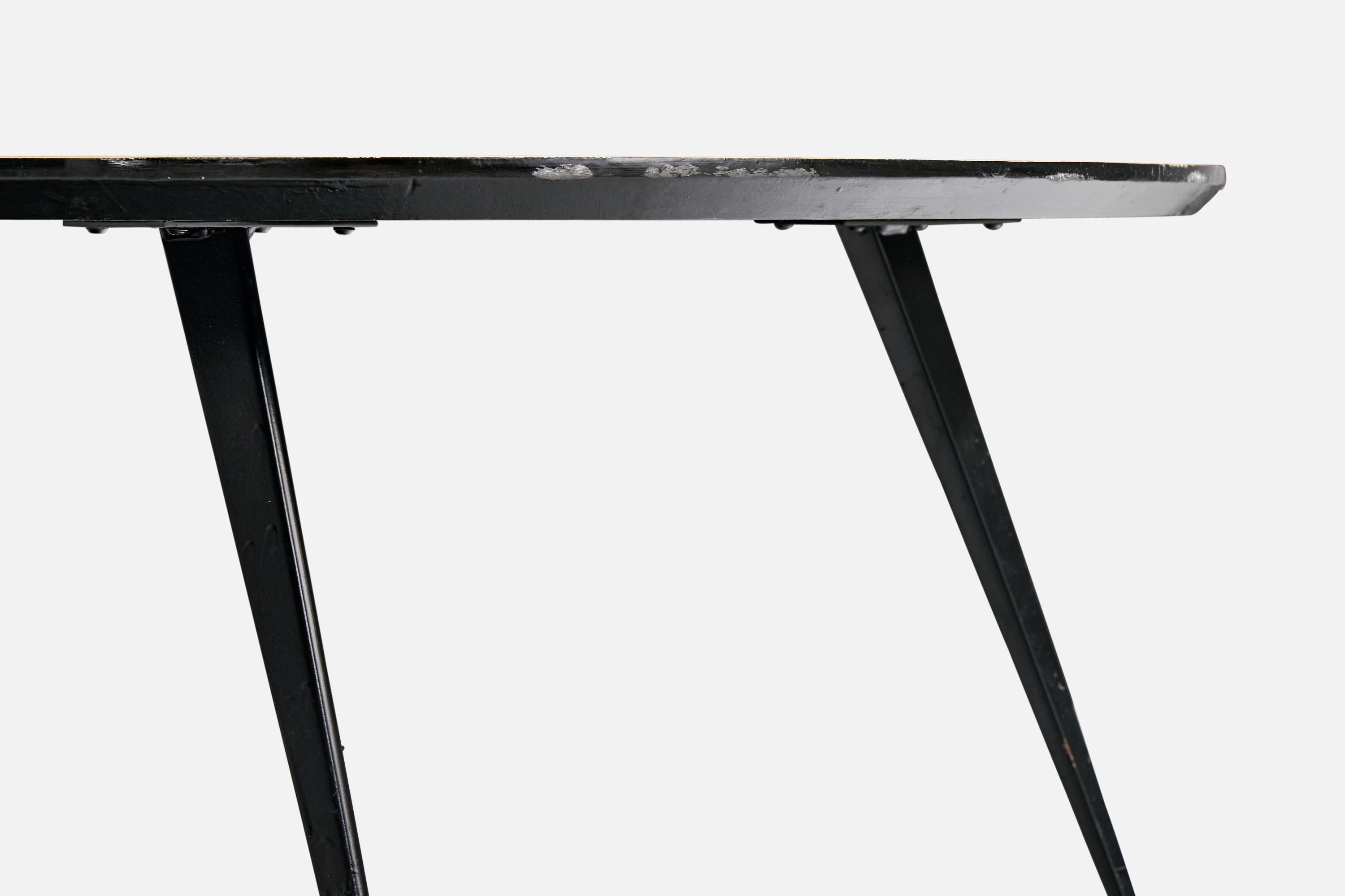 Milieu du XXe siècle Designer américain, table basse, érable, fer, États-Unis, années 1950 en vente