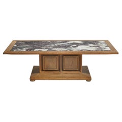 American Designer, Coffee Table, Marble, Oak, United States, 1940s