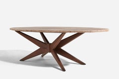 American Designer, Coffee Table, Marble, Walnut, United States, 1950s