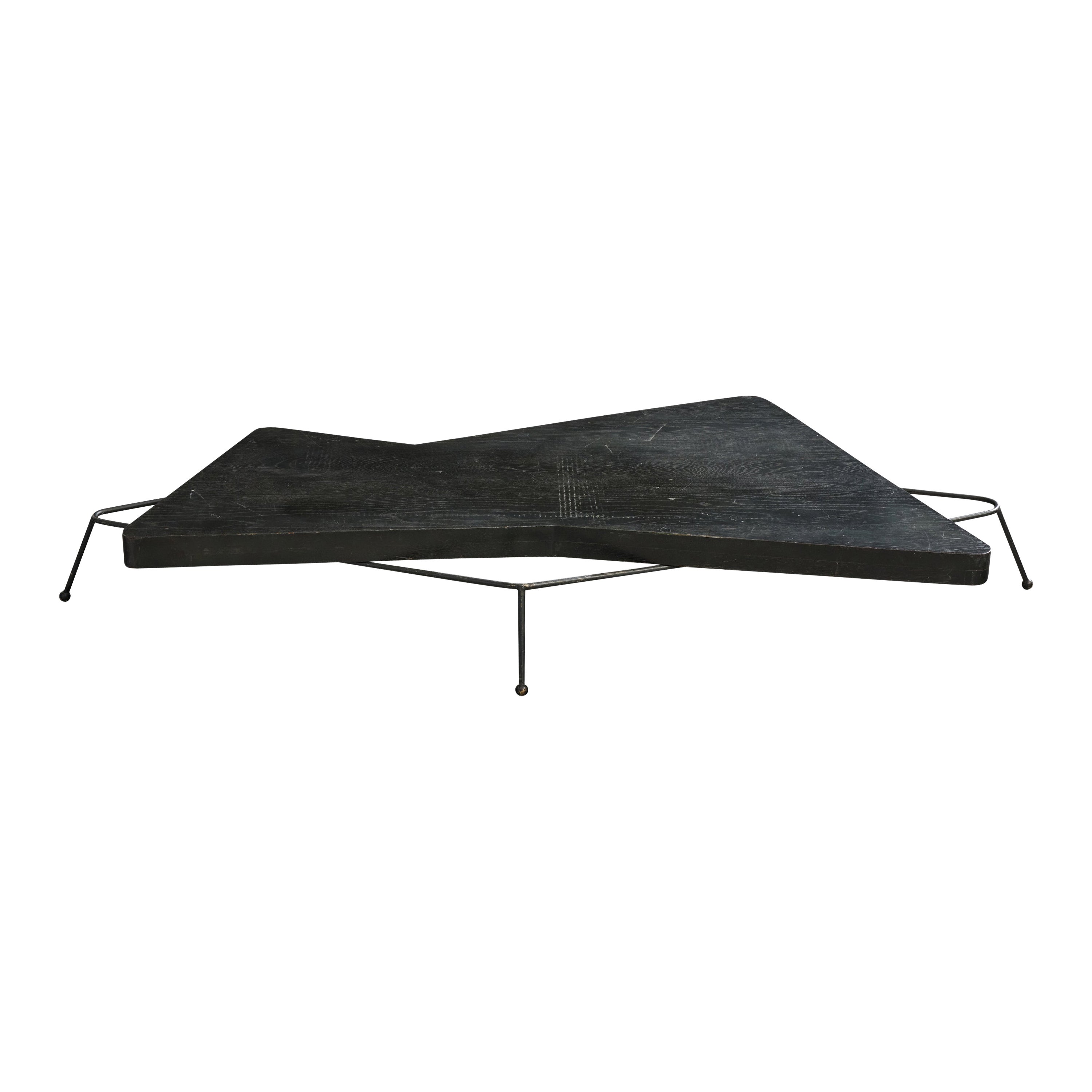 American Designer, Coffee Table, Oak, Iron, USA, 1950s