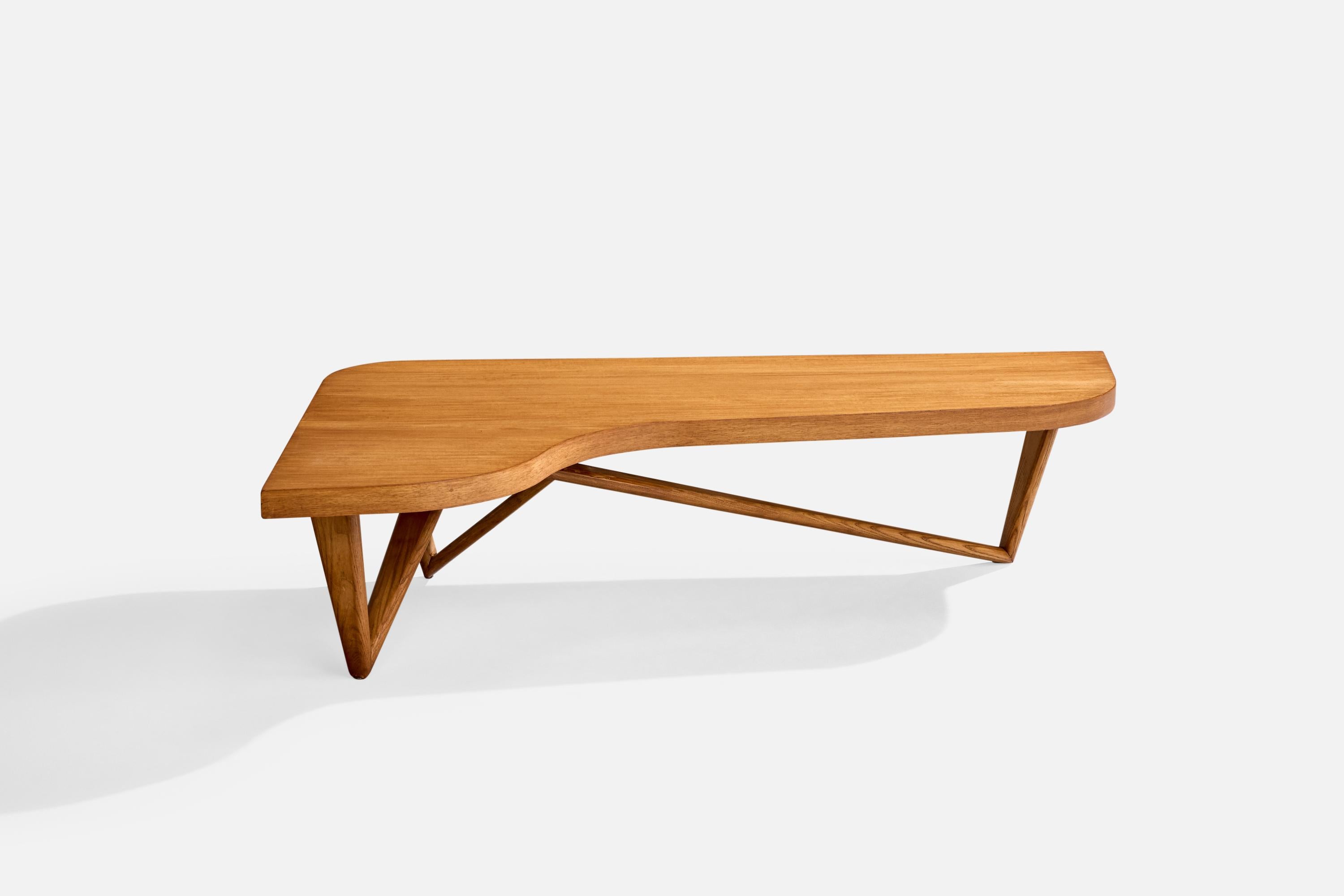 Mid-Century Modern Designer américain, table basse, Oak Oak, Walnut, USA, années 1950 en vente