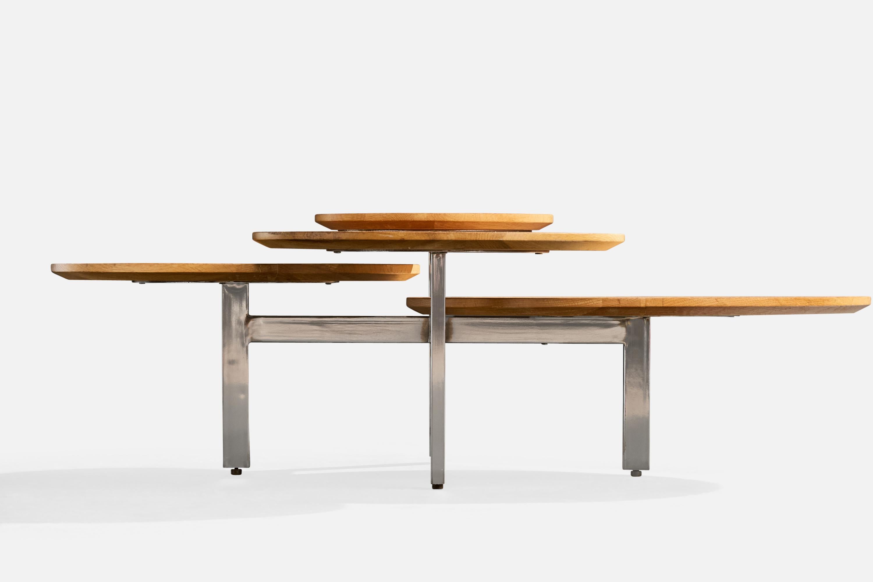 Américain Designer américain, table basse, Steele, Wood, USA, années 1970 en vente