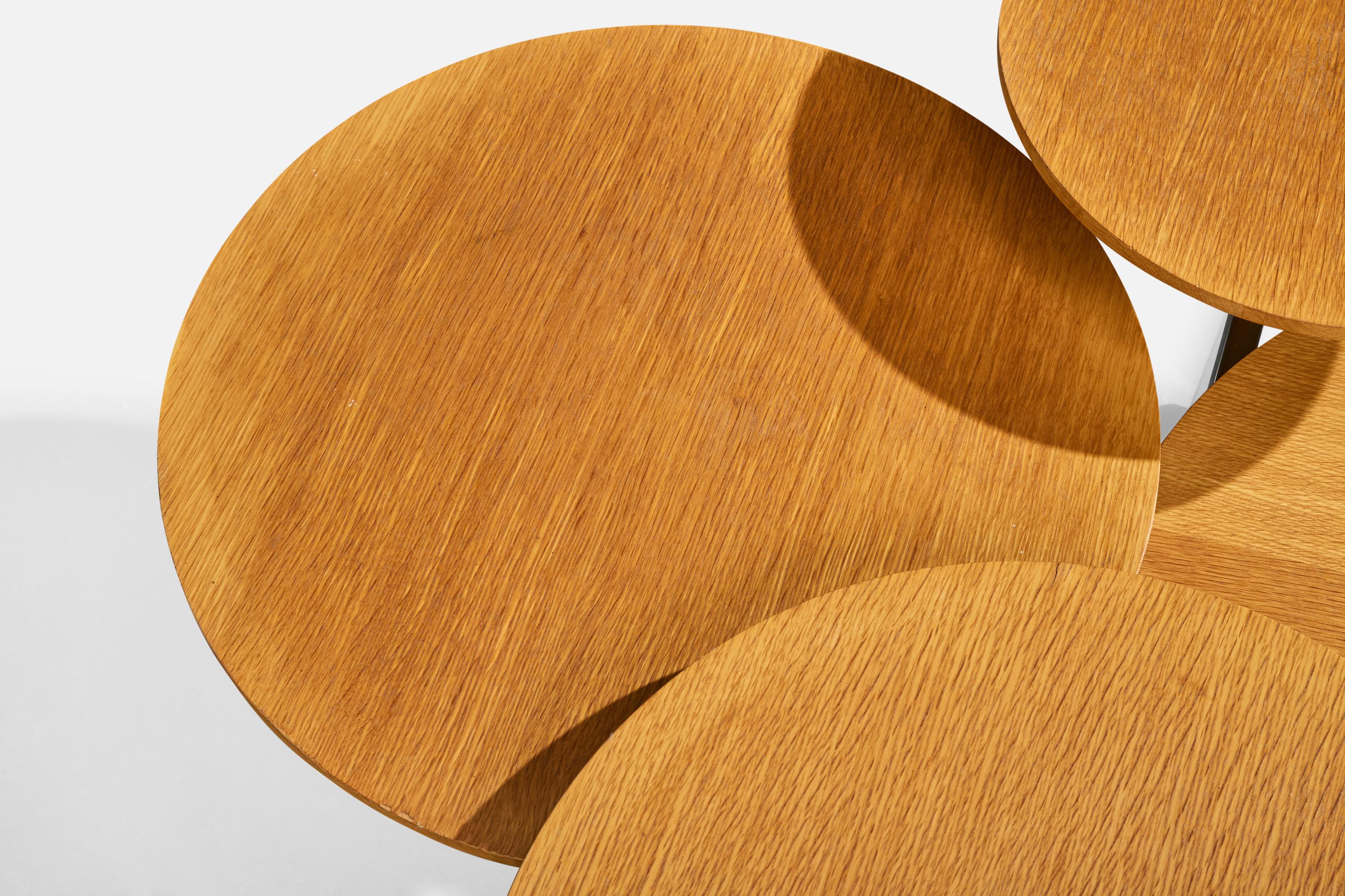 Acier Designer américain, table basse, Steele, Wood, USA, années 1970 en vente