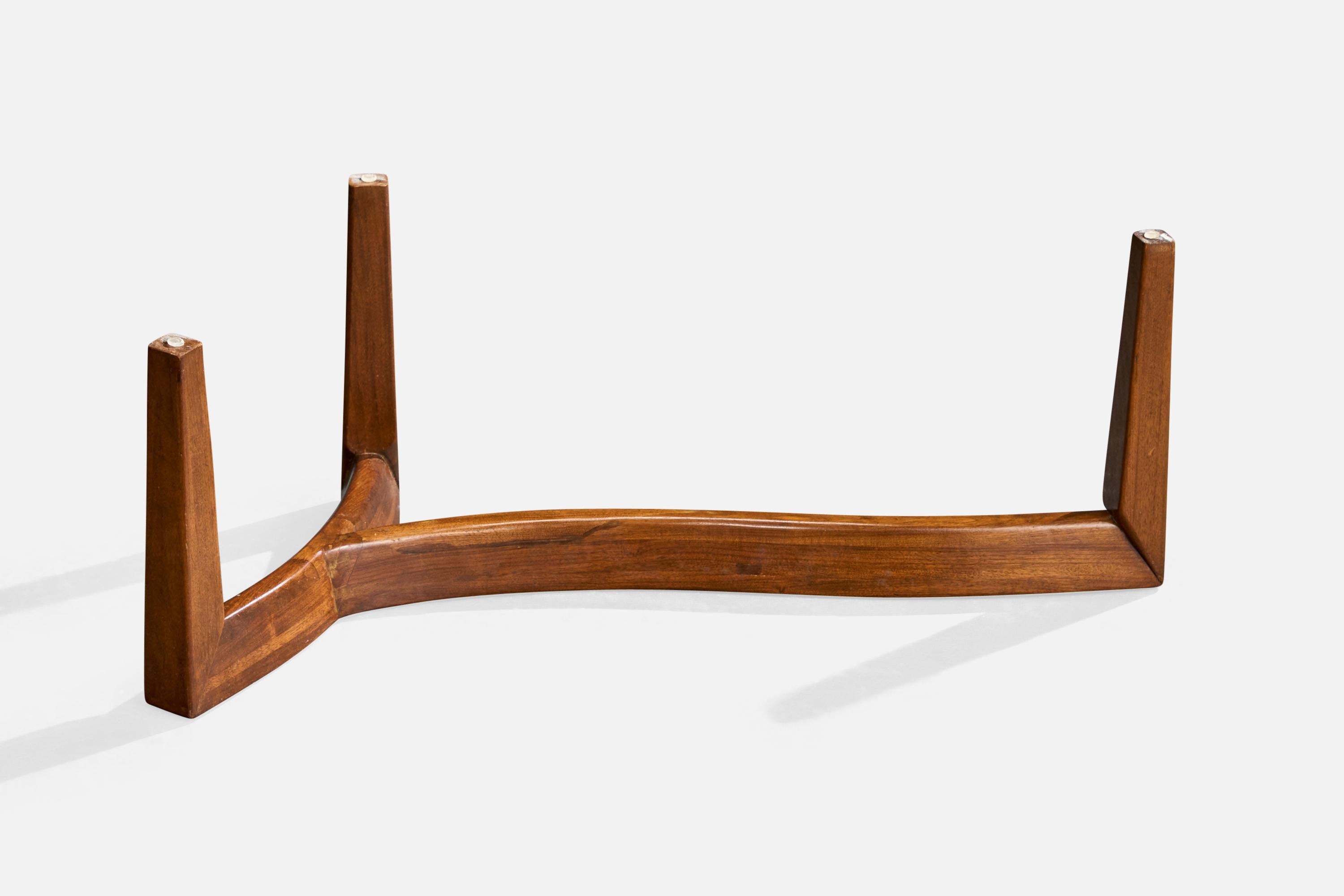 Designer américain, table basse, noyer, verre, États-Unis, années 1950 en vente 3