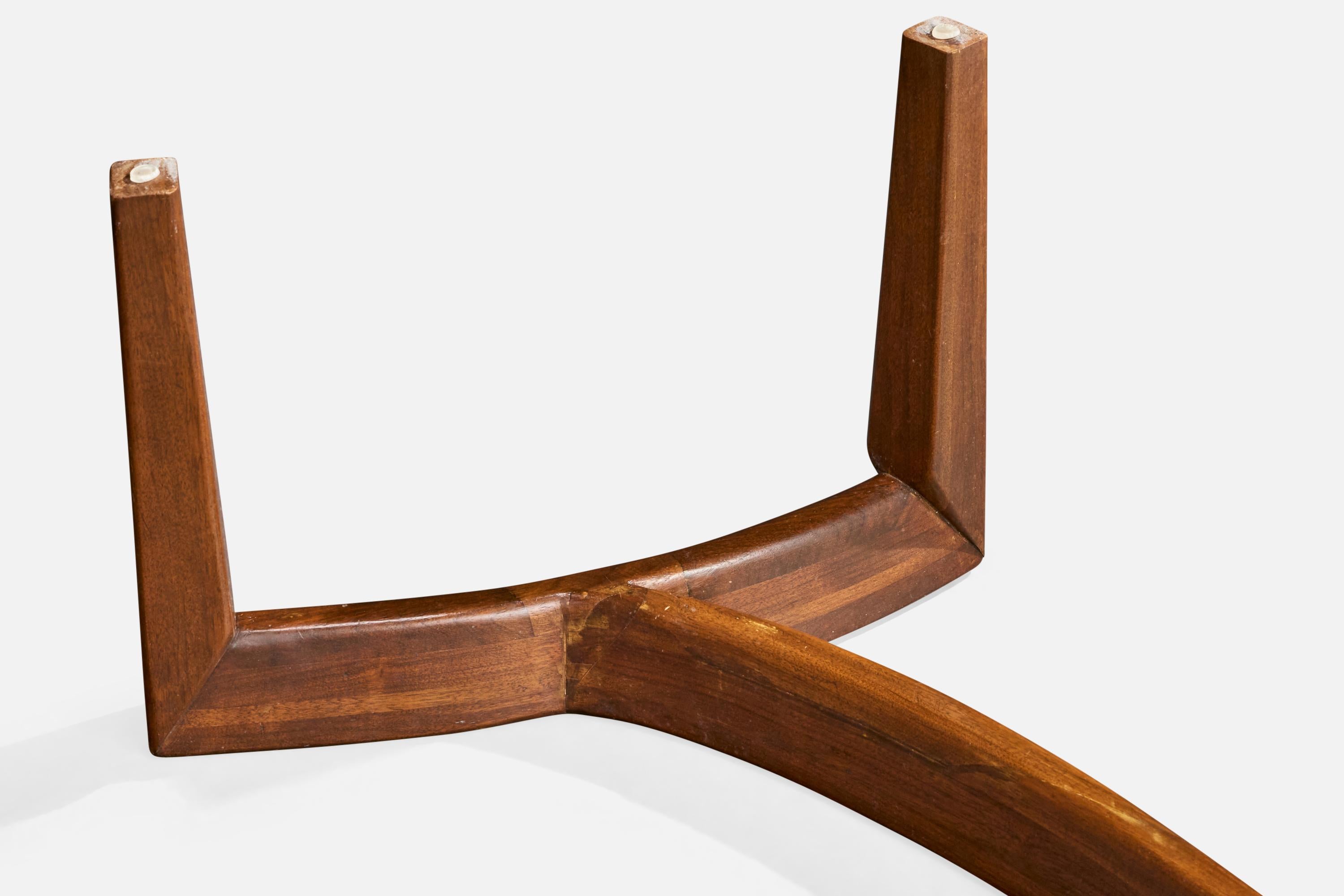 Designer américain, table basse, noyer, verre, États-Unis, années 1950 en vente 4