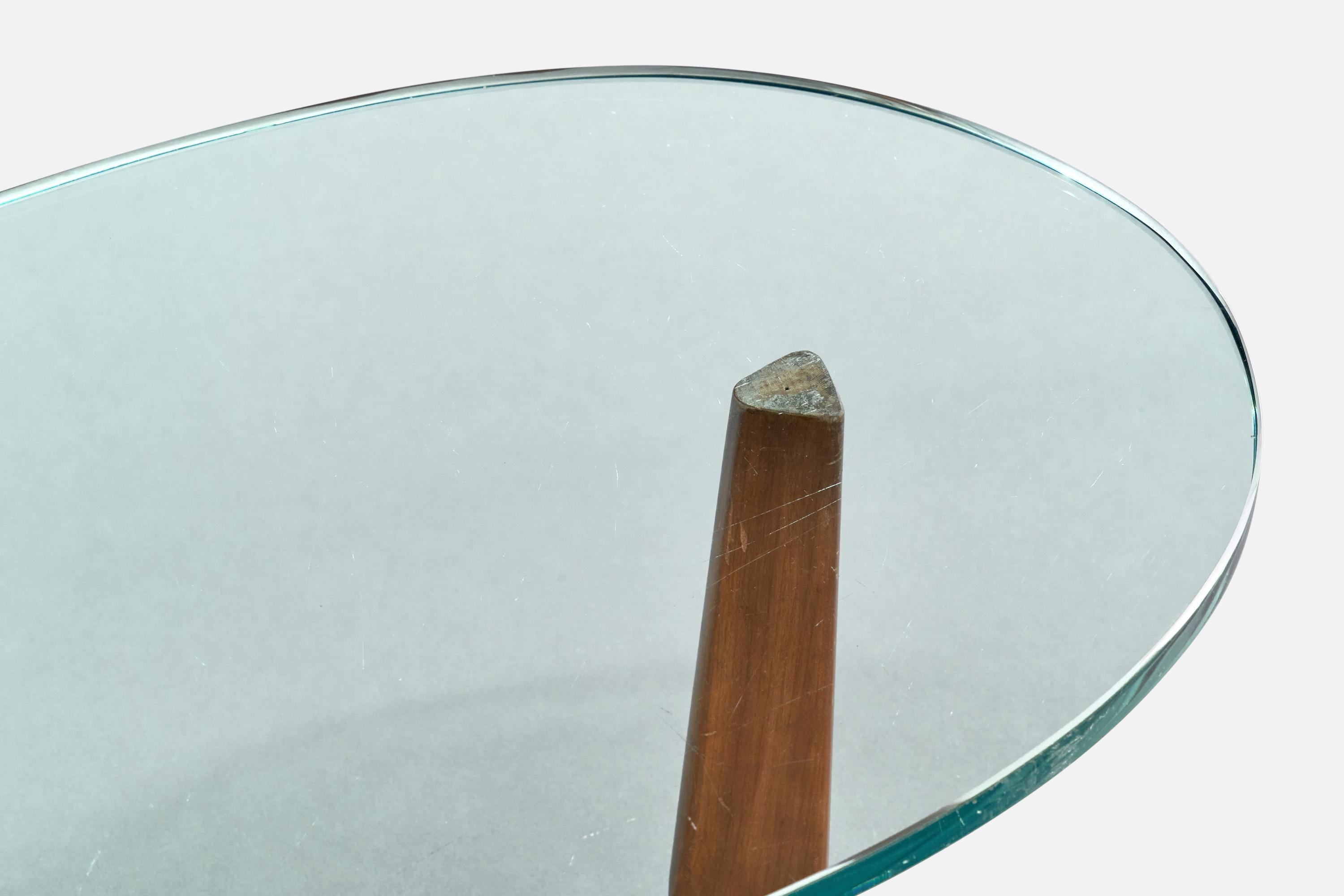 Tavolino di design americano, Noce, Vetro, USA, anni '50 in vendita 6