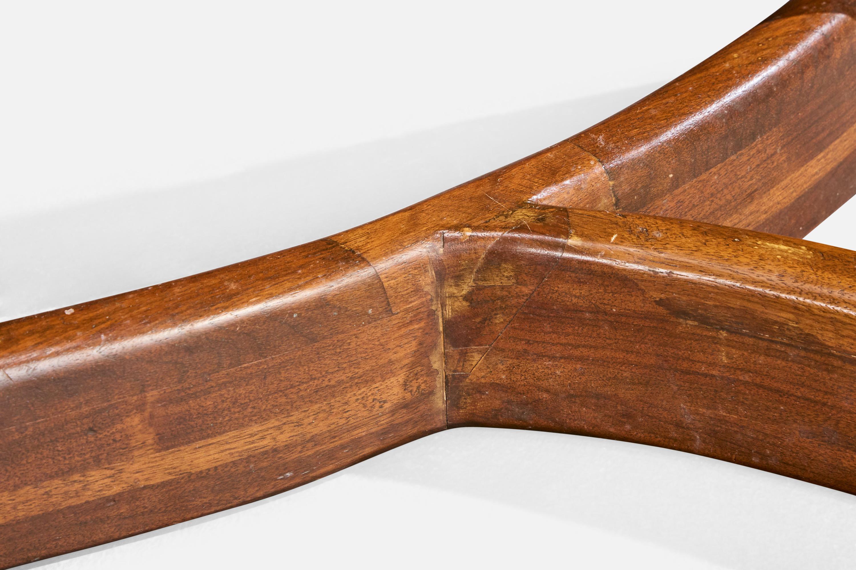 Designer américain, table basse, noyer, verre, États-Unis, années 1950 en vente 5