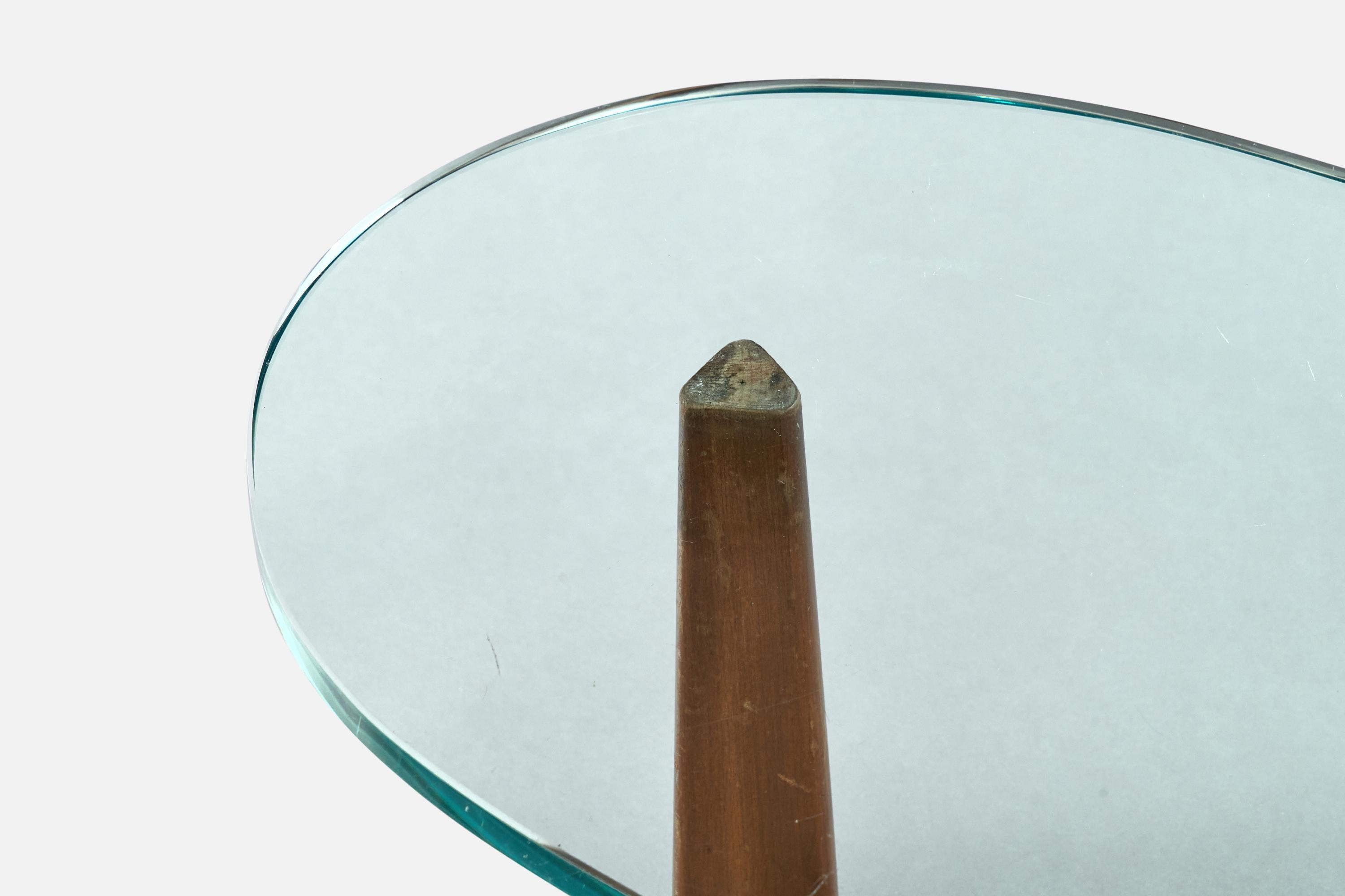 Tavolino di design americano, Noce, Vetro, USA, anni '50 in vendita 7