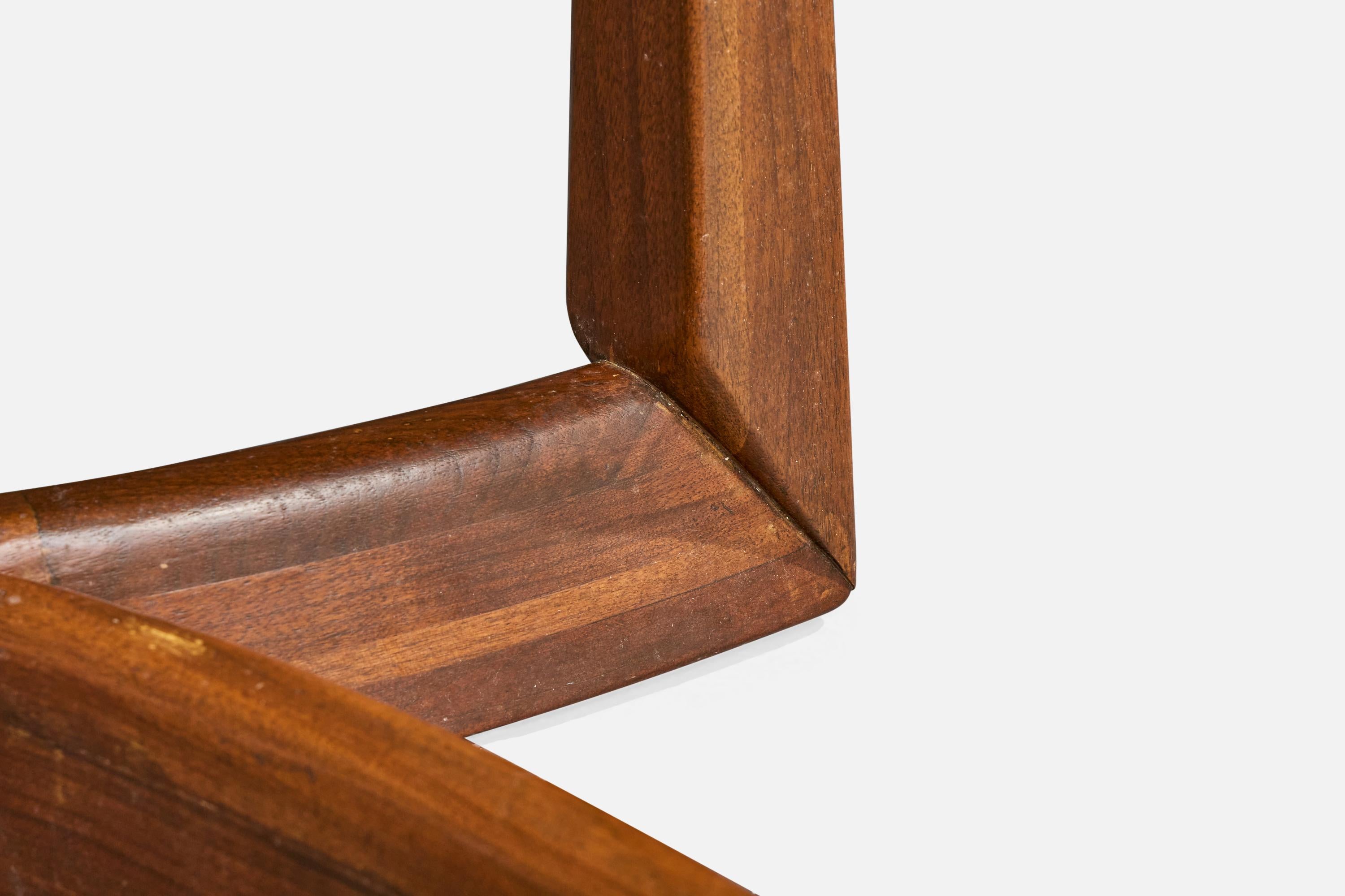 Designer américain, table basse, noyer, verre, États-Unis, années 1950 en vente 6