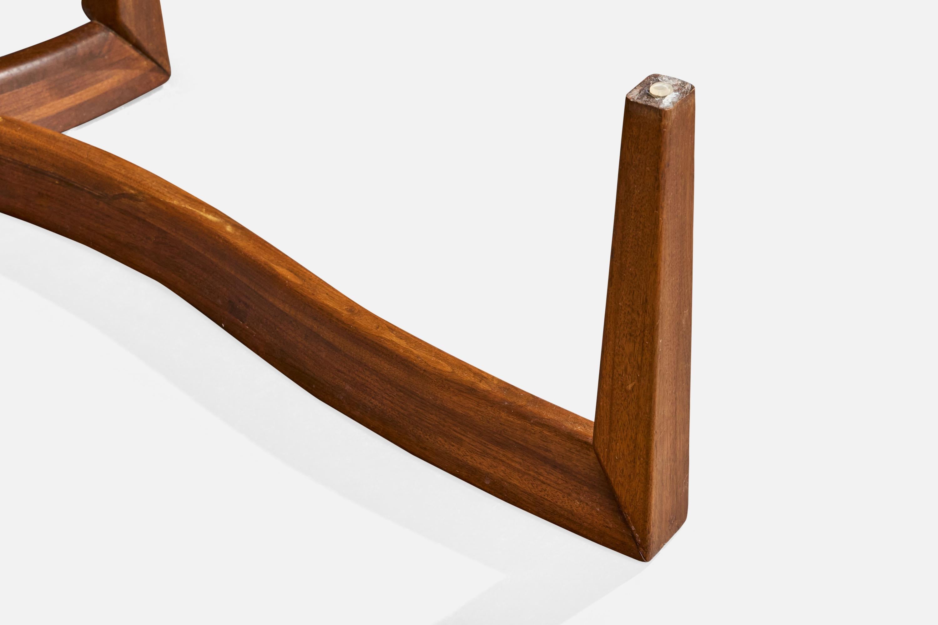 Designer américain, table basse, noyer, verre, États-Unis, années 1950 en vente 8