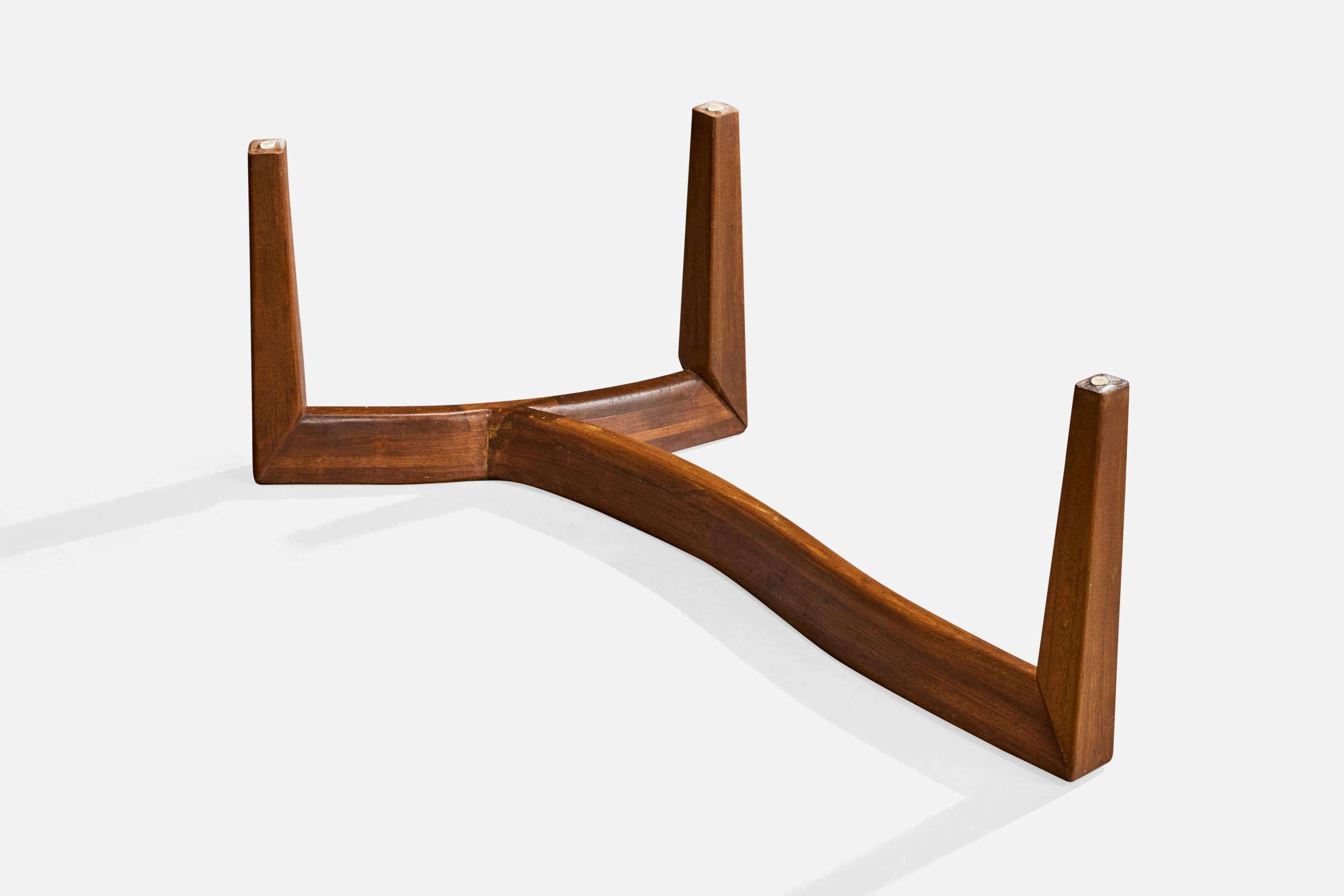 Designer américain, table basse, noyer, verre, États-Unis, années 1950 en vente 2