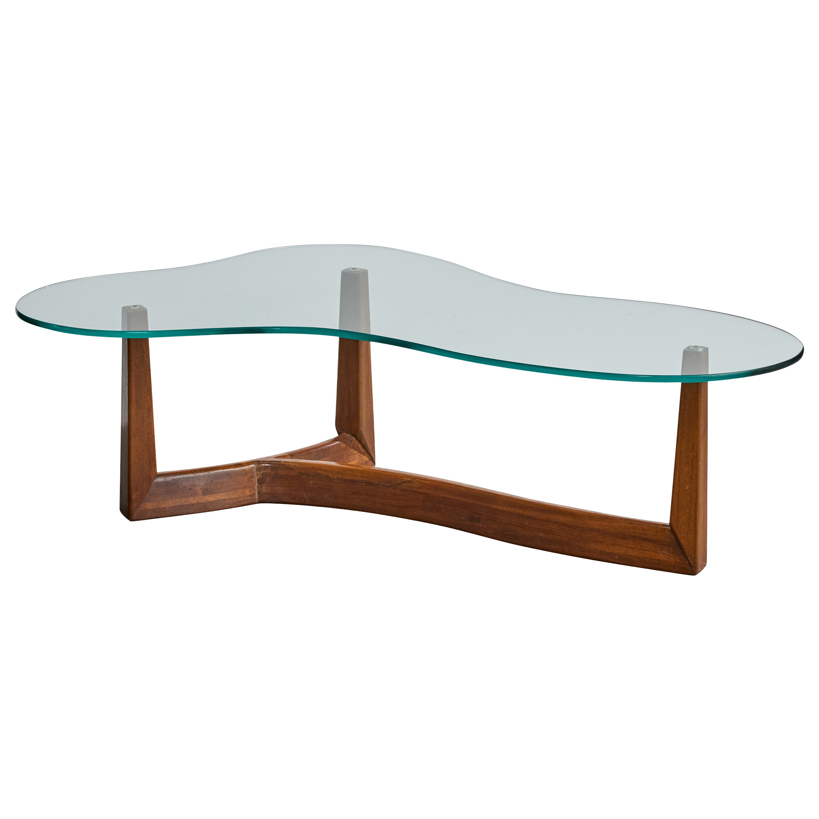 American Designer, Coffee Table, Walnut, Glass, USA, 1950s