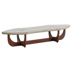American Designer, Coffee Table, Walnut, Terrazzo, Marble, USA, 1950s