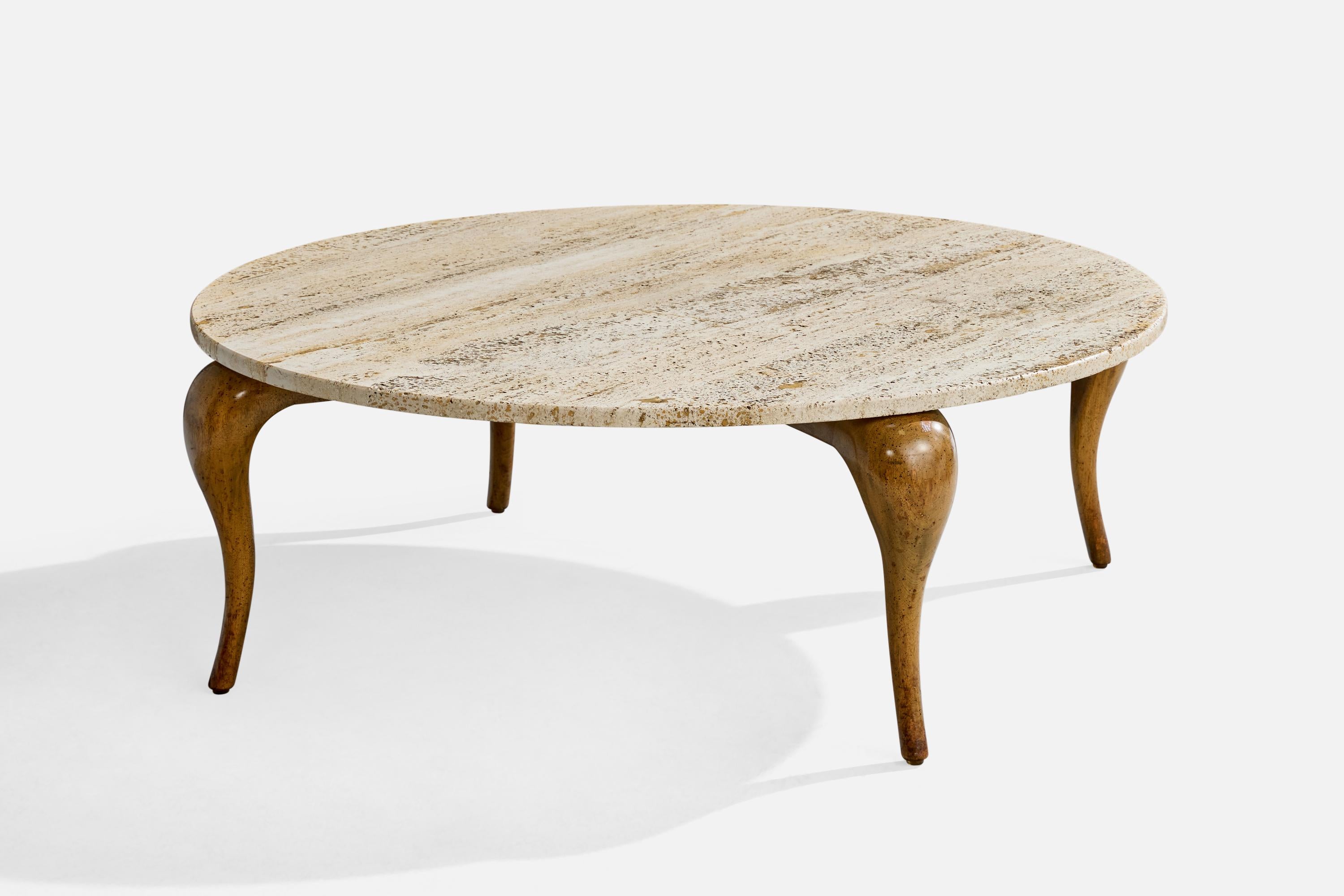 Mesa de centro de nogal y travertino diseñada y fabricada en EE.UU., fechada en 1942. Encimera de travertino italiano importado.

Dividir el presente en madera

Desgaste propio de la edad y el uso

Dimensiones totales (pulgadas): 15,5