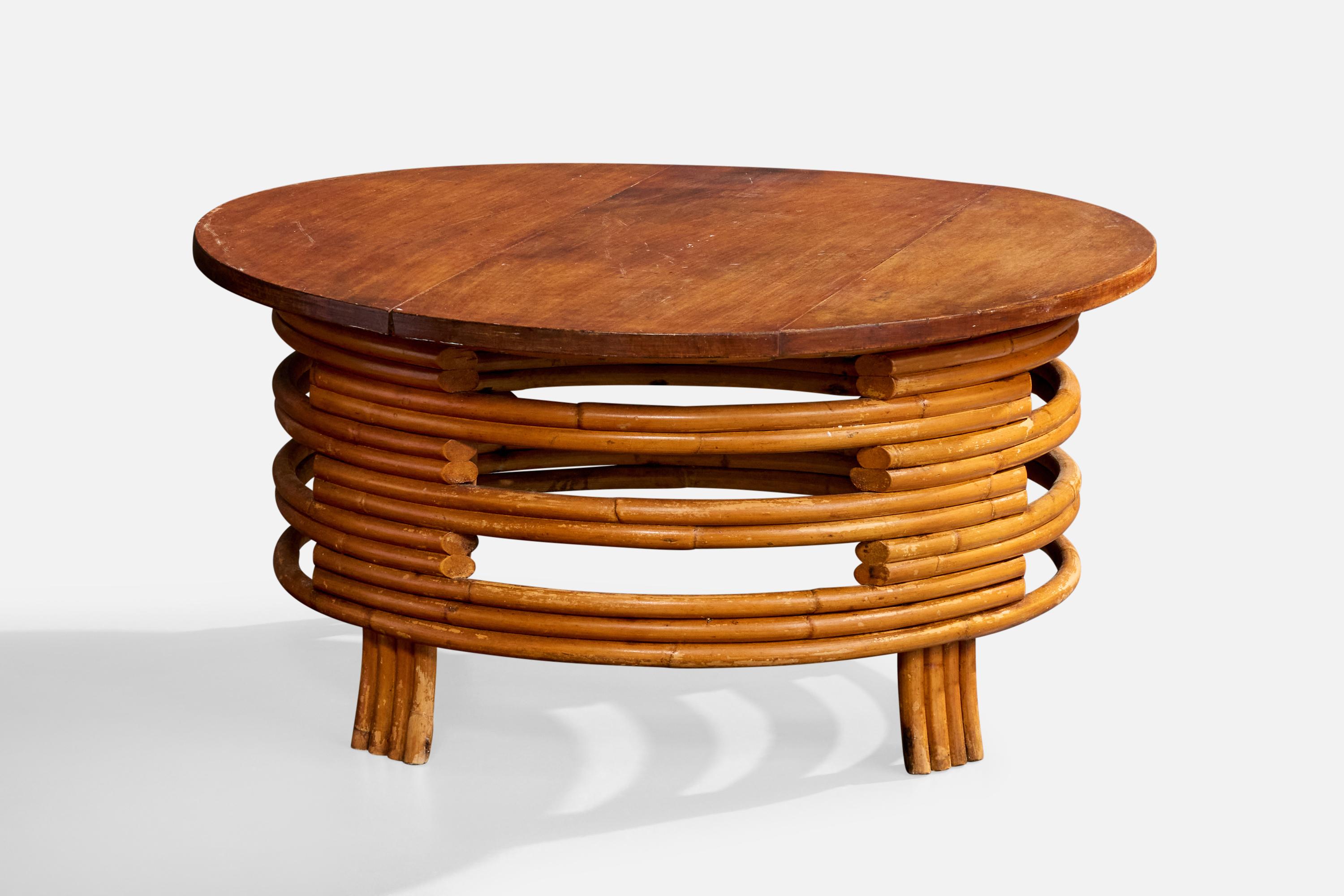 Mid-Century Modern Designer américain, table basse, Wood, Bambou, USA, années 1950 en vente